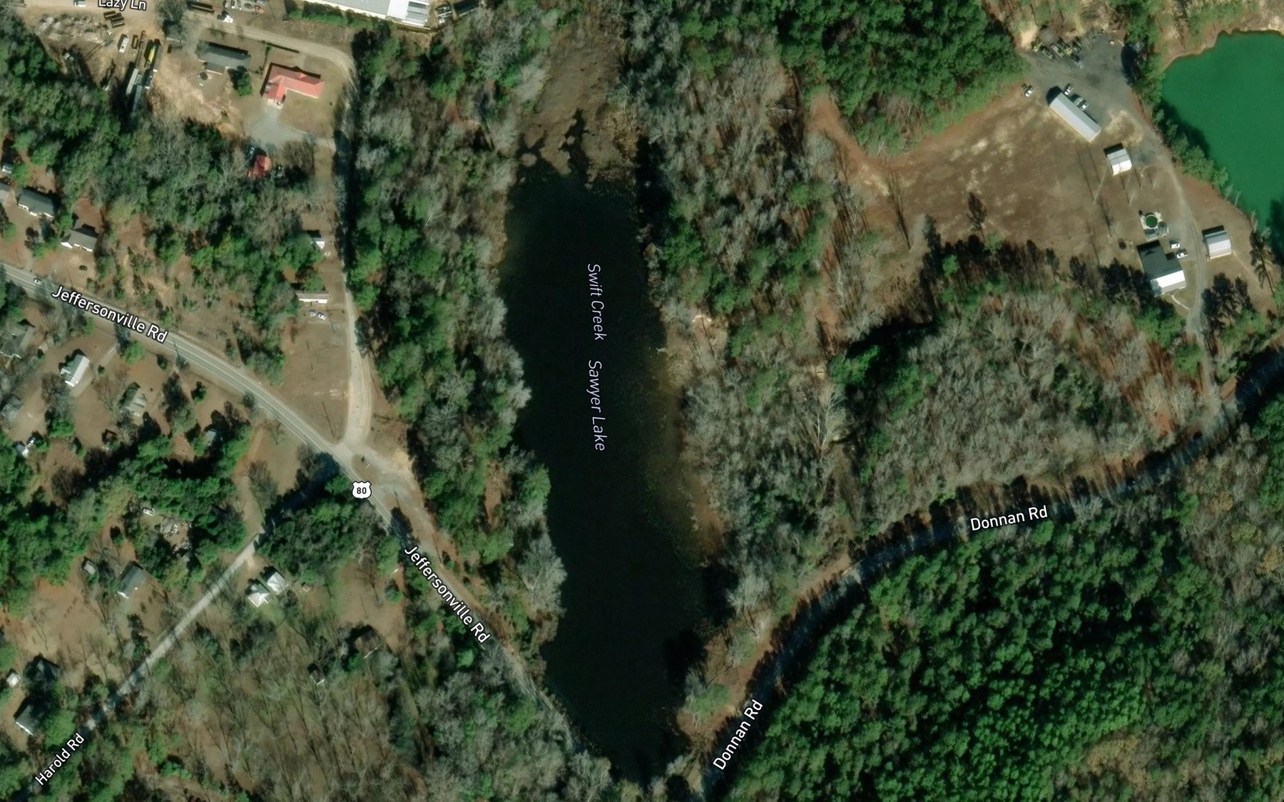 Satellite map of the Sawyer Lake