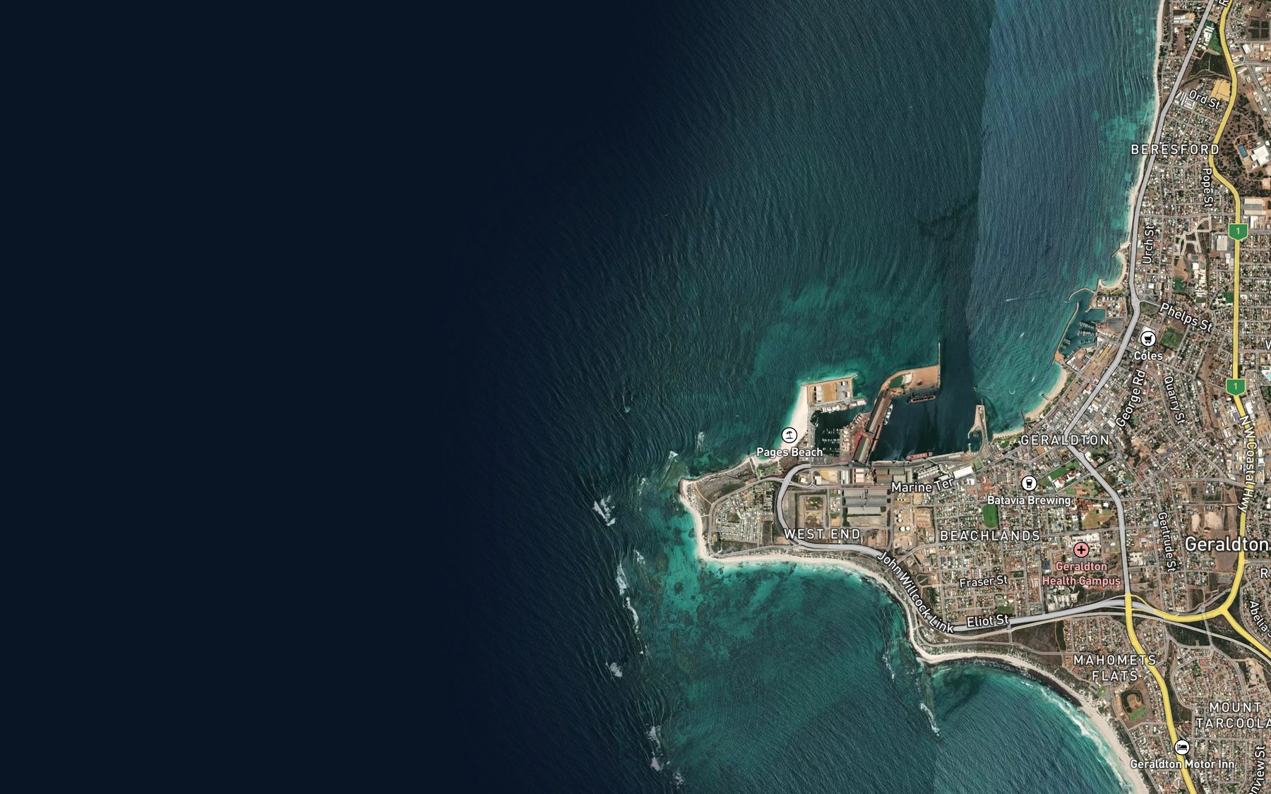 Satellite map of the Four Fathom Bank