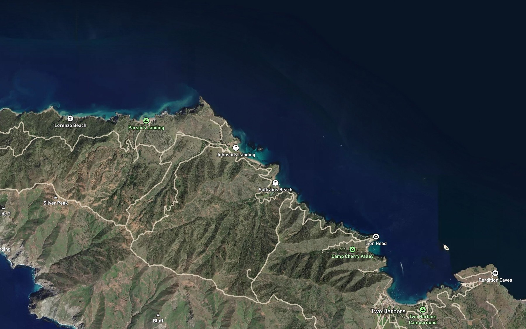 Satellite map of the Emerald Bay