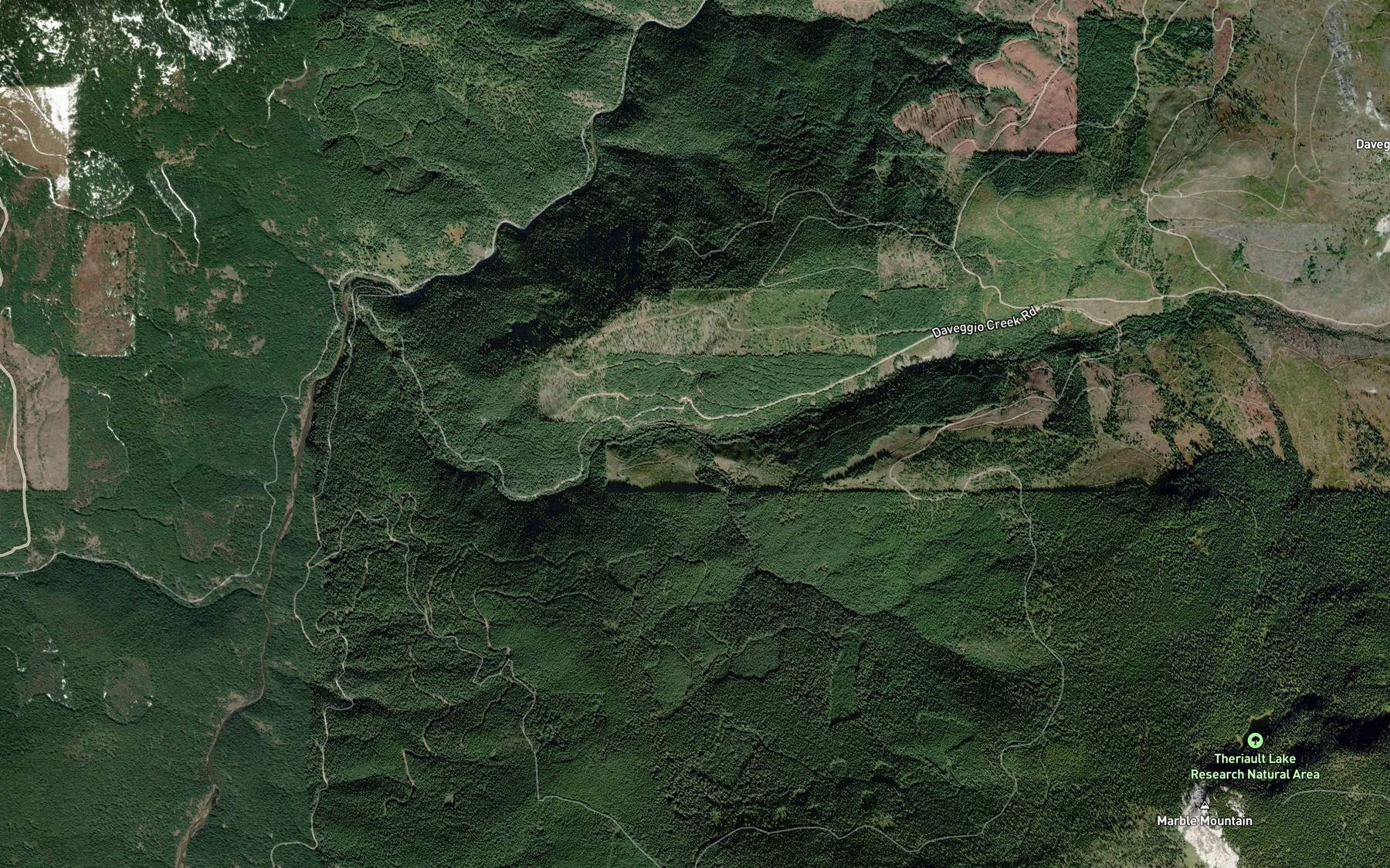 Satellite map of the Little Daveggio Creek