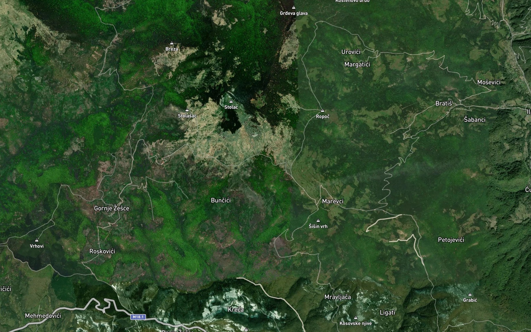Satellite map of the Vucije Vrelo