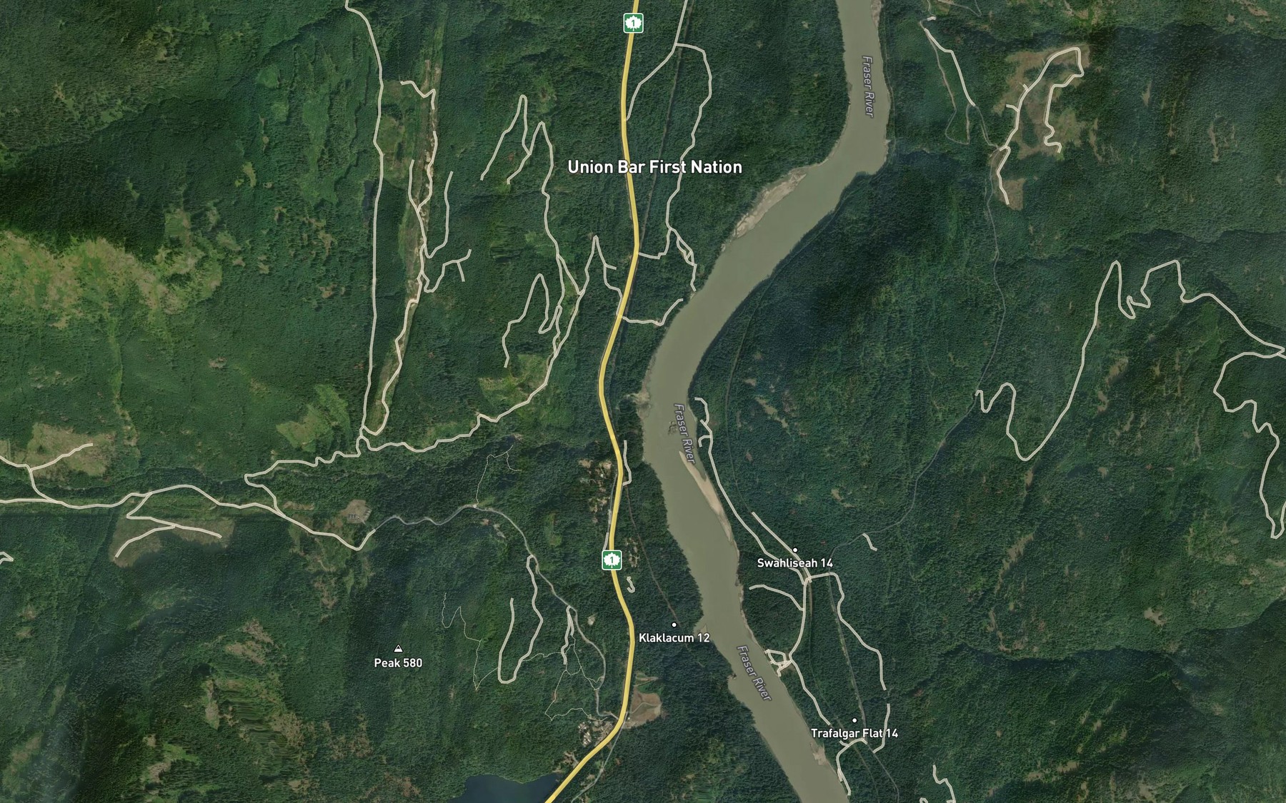 Satellite map of the American Creek