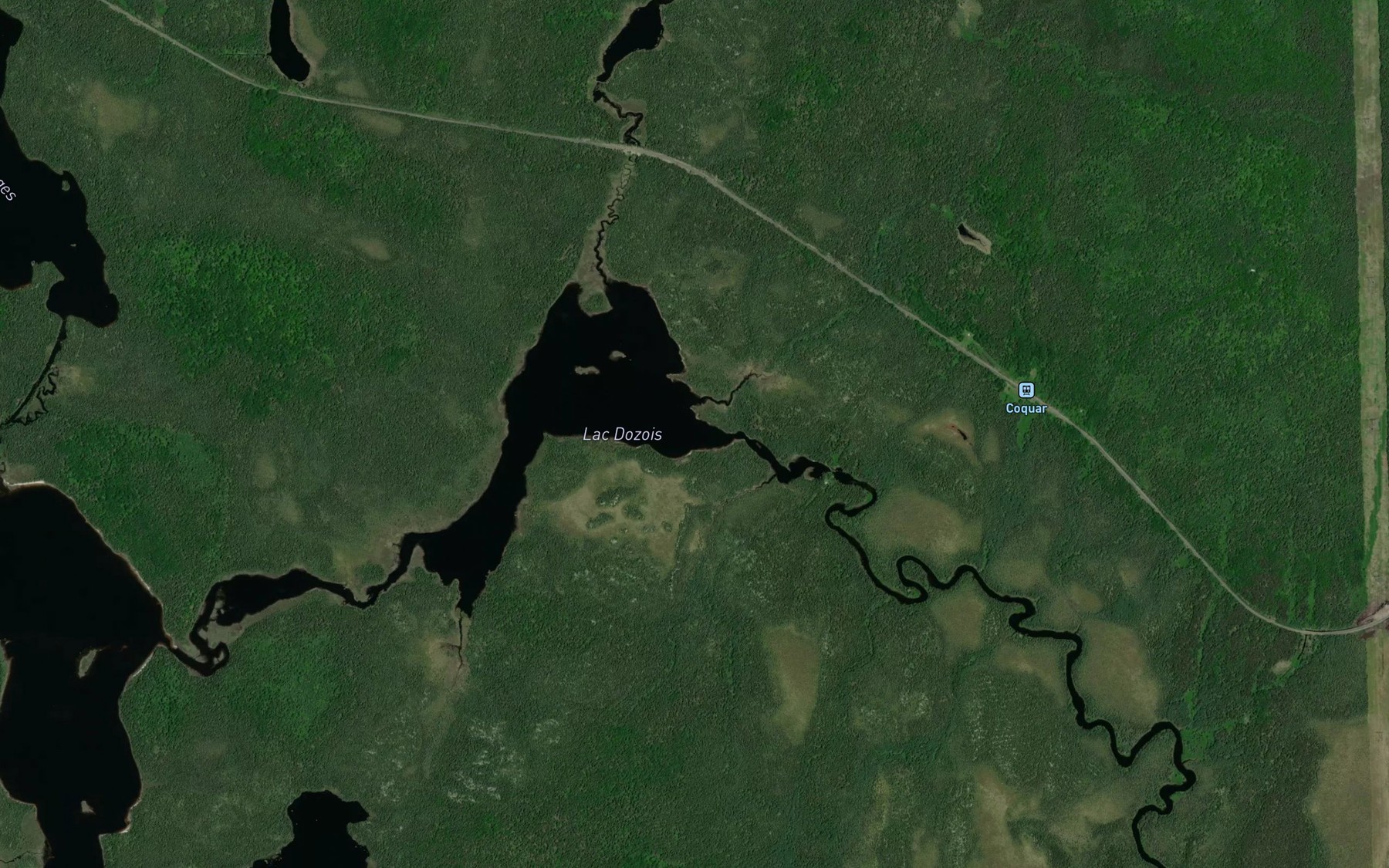 Satellite map of the Lac Dozois