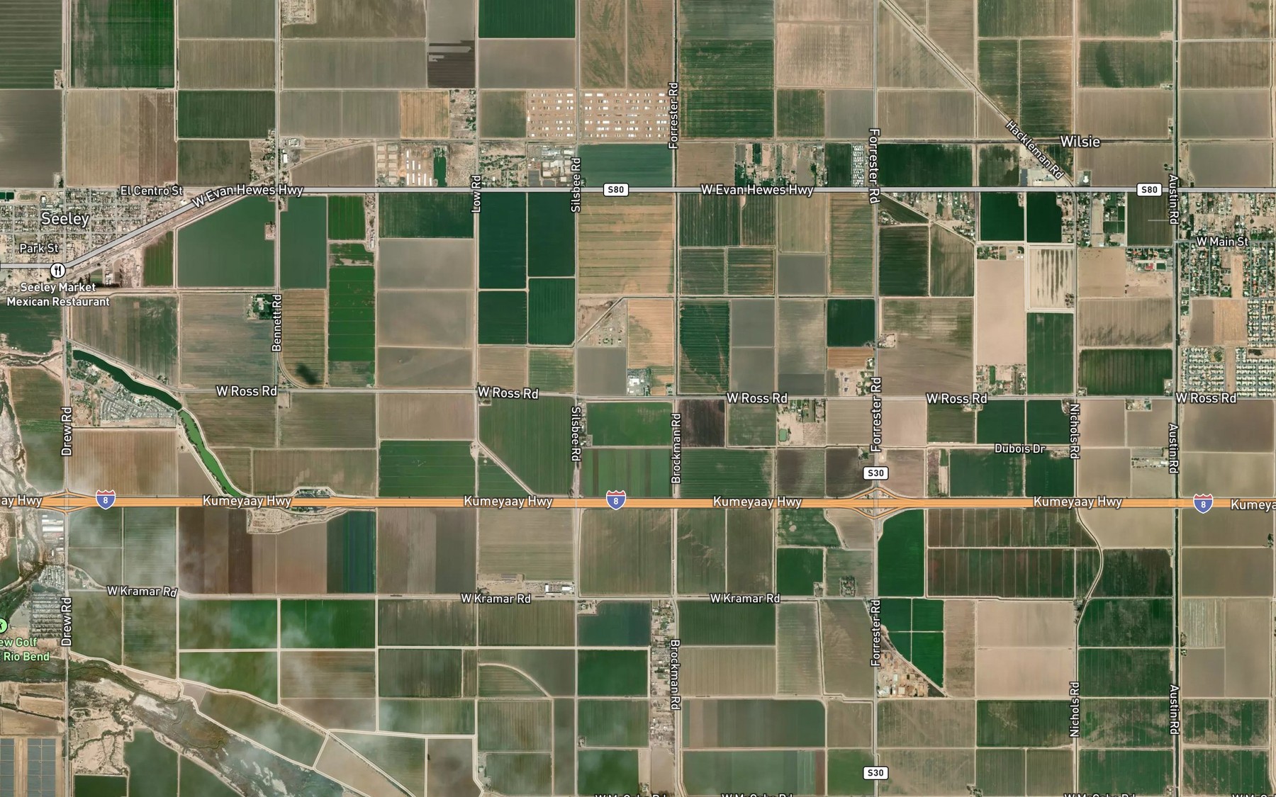 Satellite map of the Elder Six-A Drain