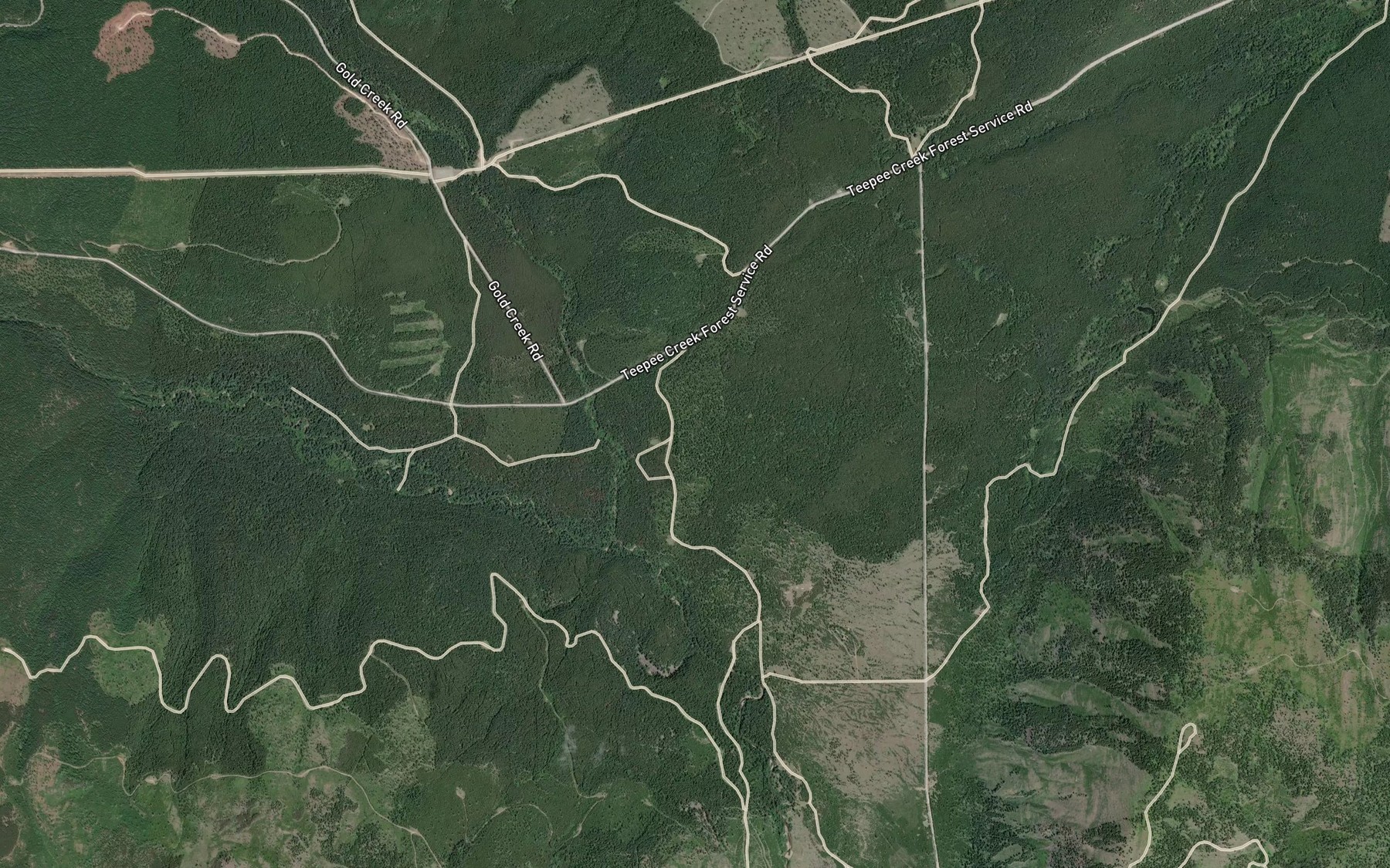 Satellite map of the Tepee Creek