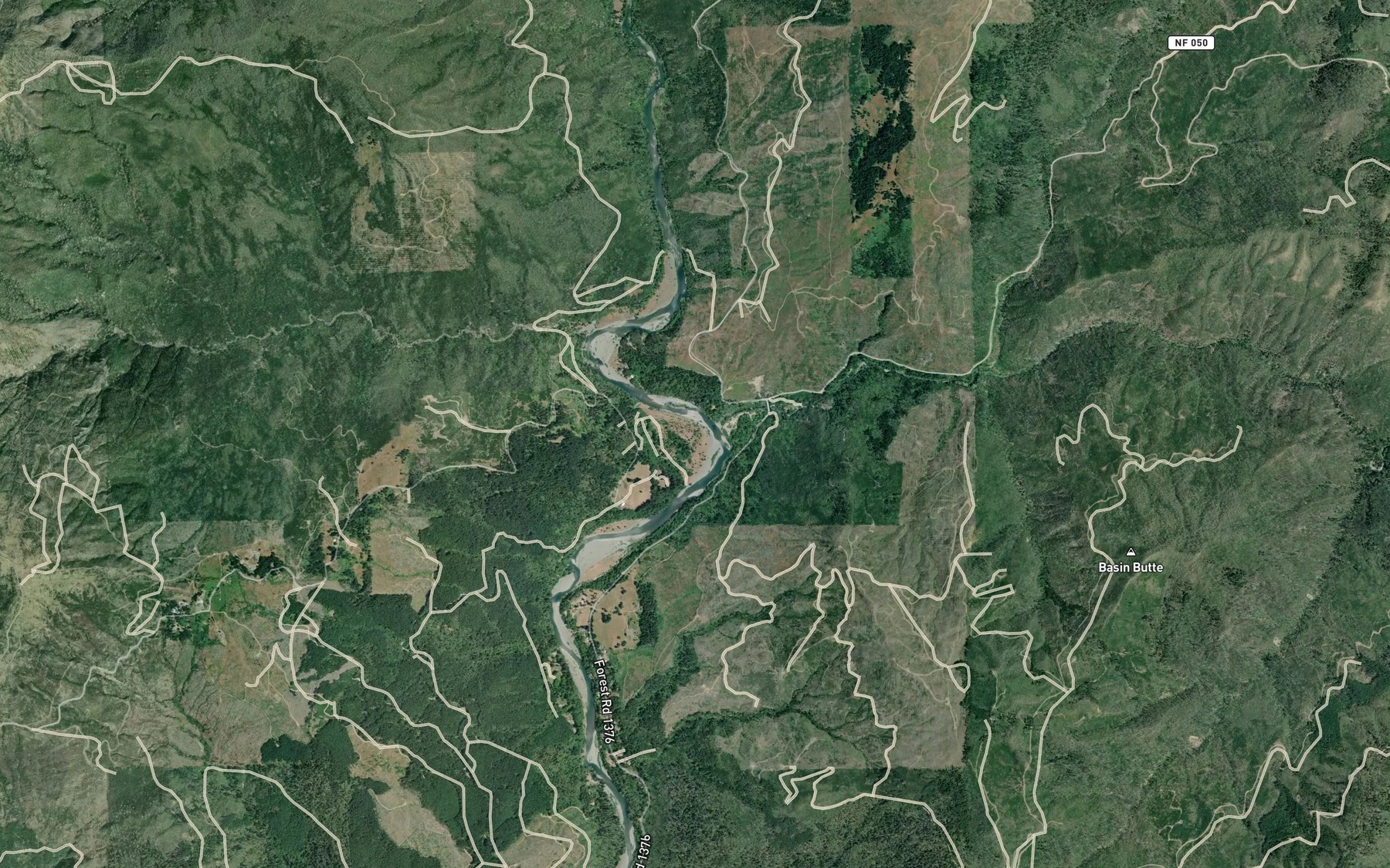 Satellite map of the South Fork Chetco River