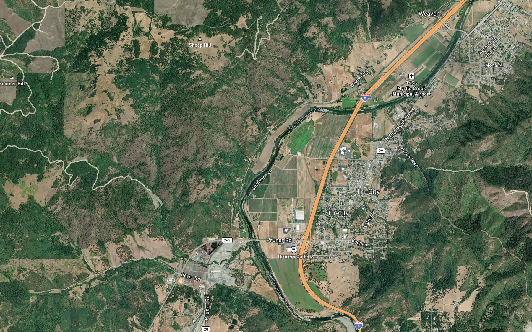 Satellite map of the Hilp Creek