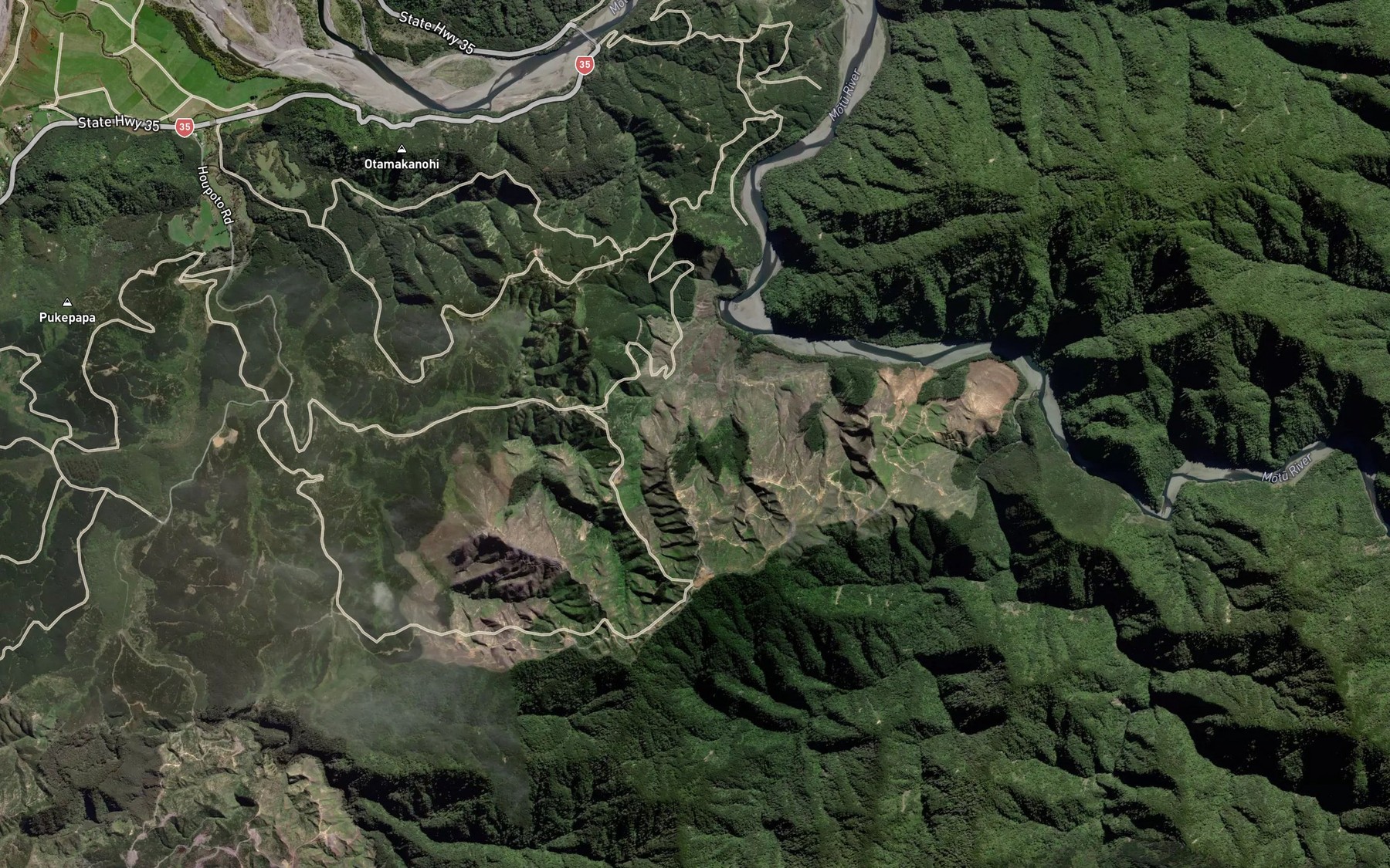 Satellite map of the Tauwhare Stream