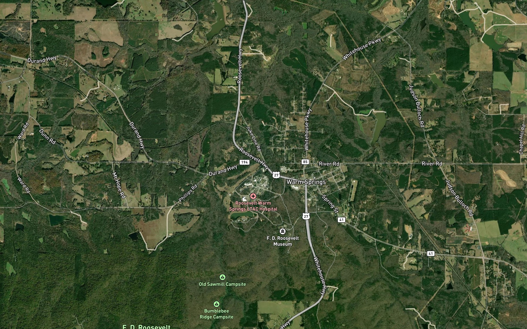 Satellite map of the Warm Springs