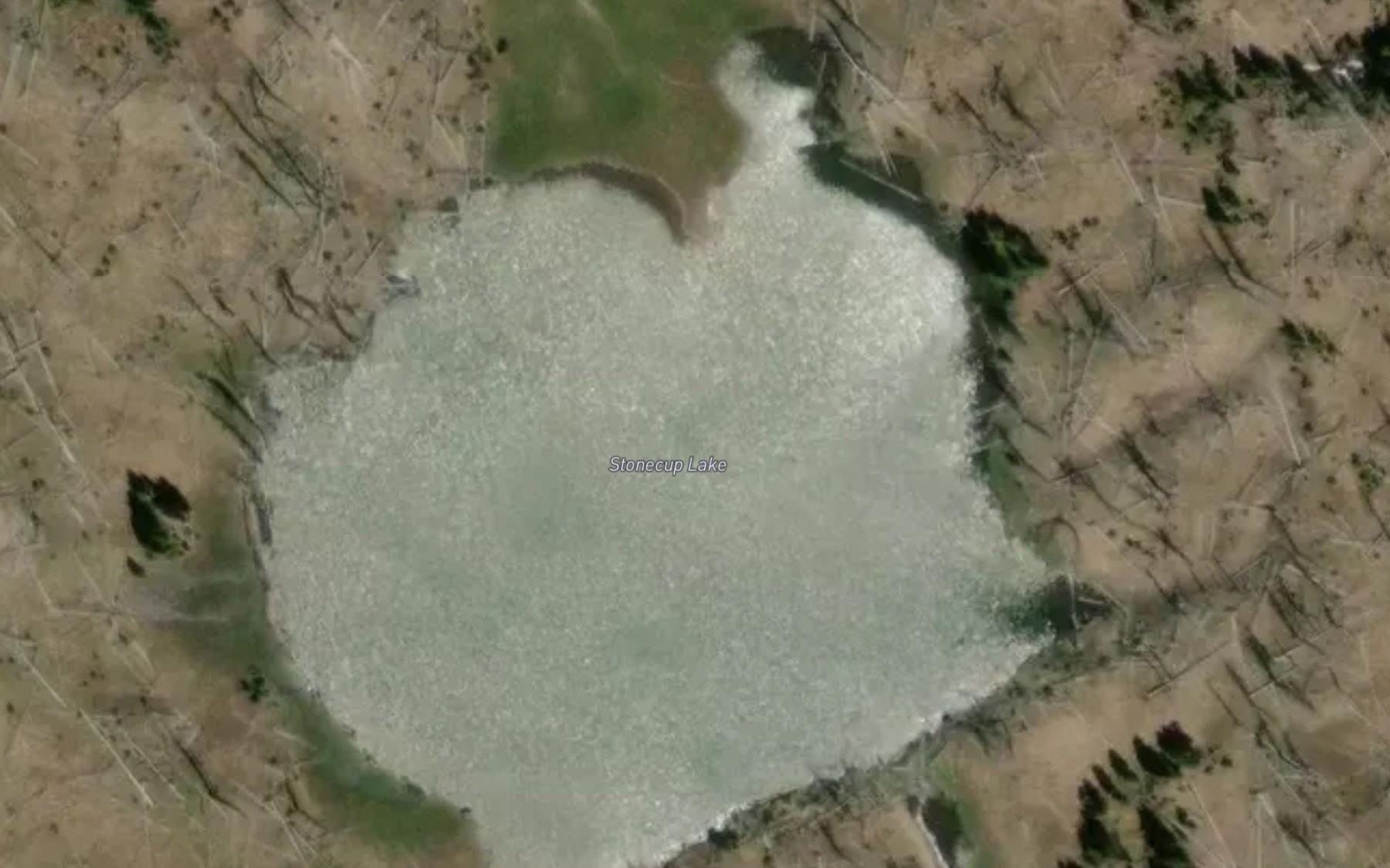 Satellite map of the Stonecup Lake