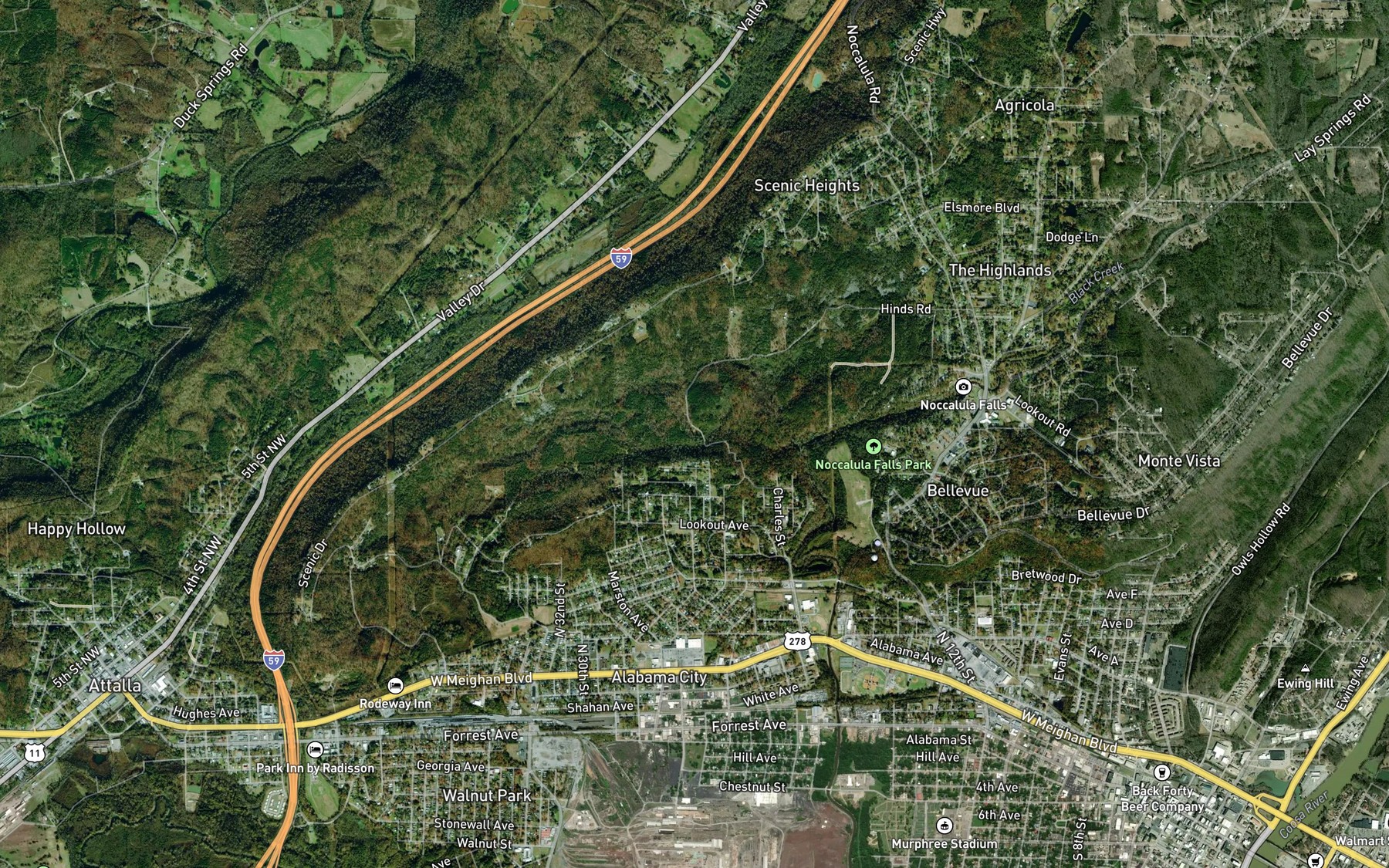 Satellite map of the Clayton Fish Pond