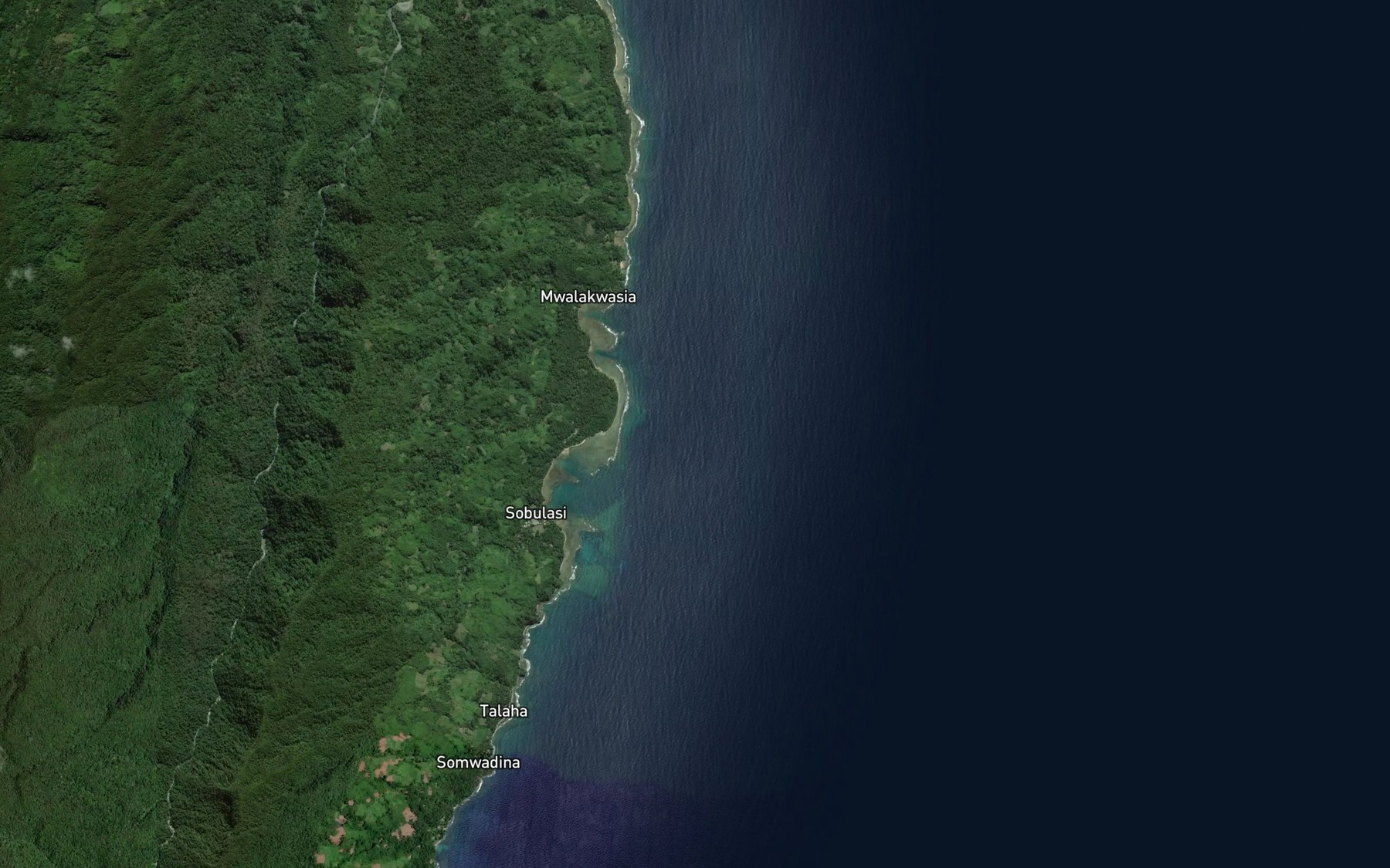 Satellite map of the Mwalukwasia Bay