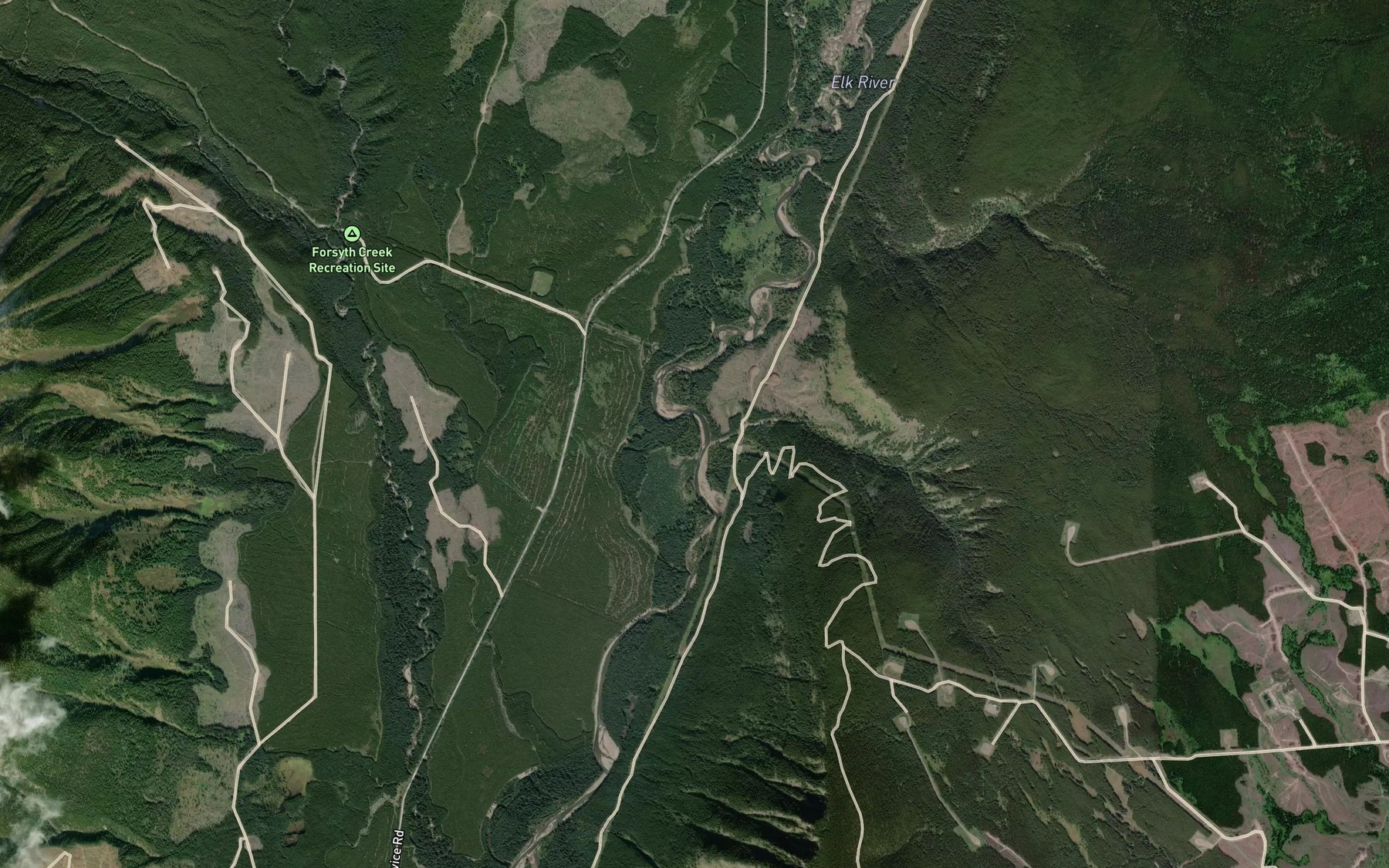 Satellite map of the Britt Creek