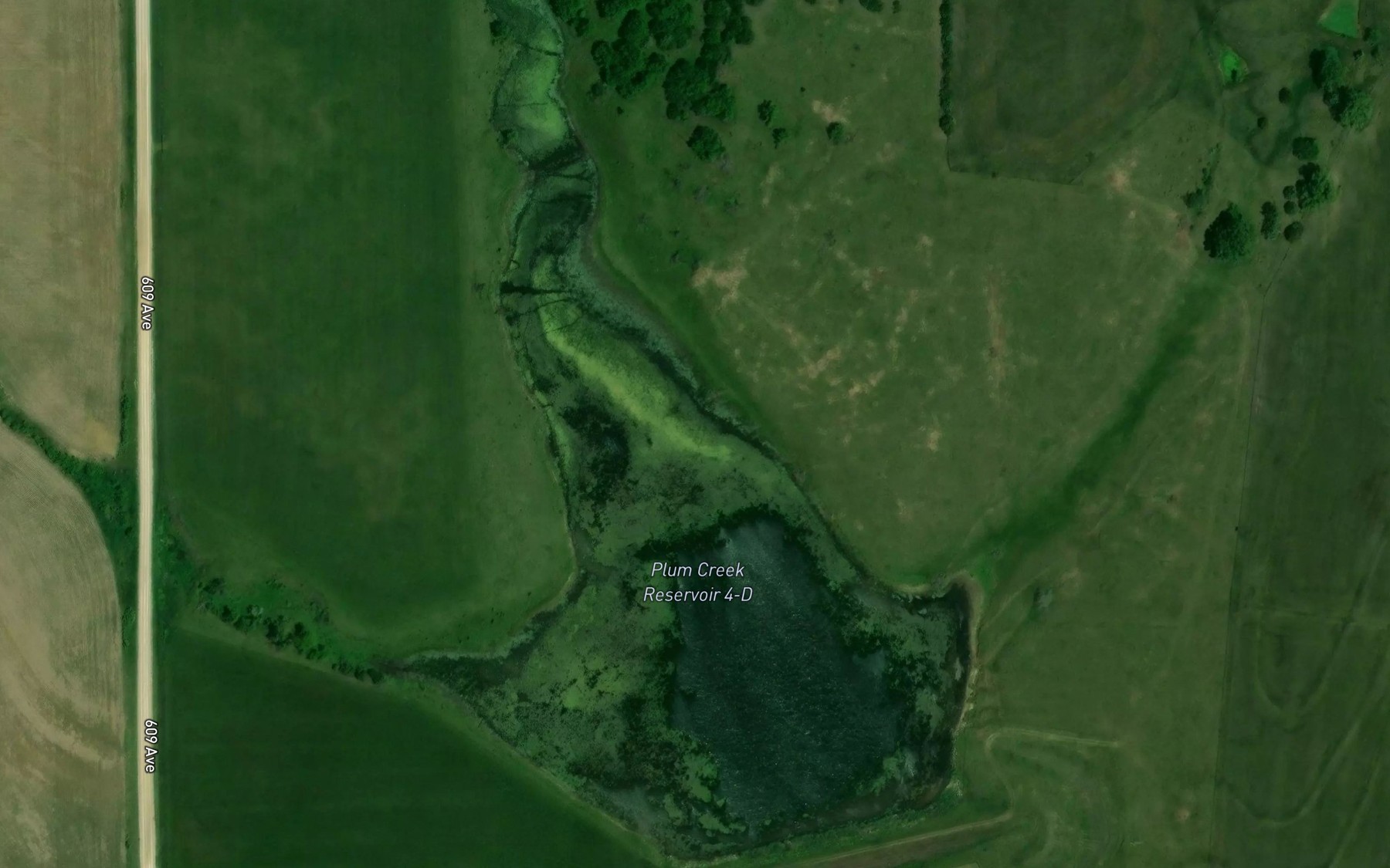 Satellite map of the Plum Creek Reservoir 4-D