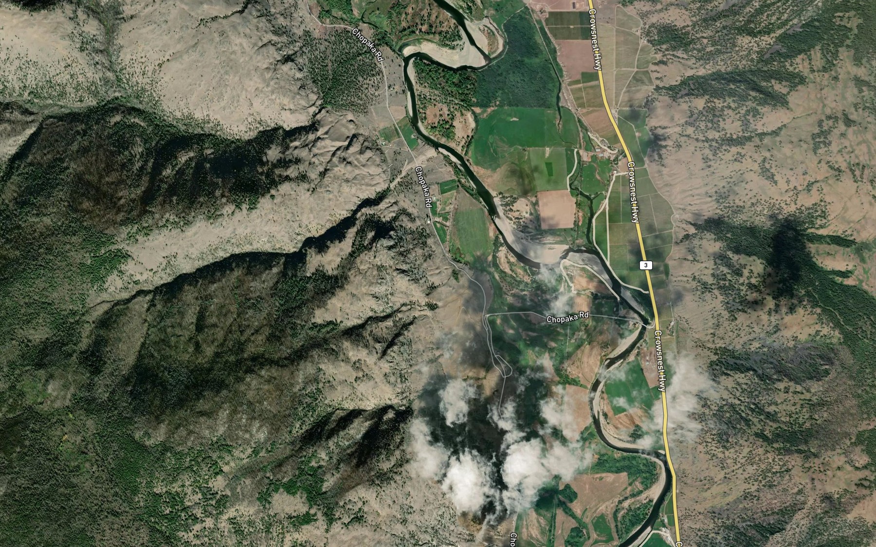 Satellite map of the Robert Creek