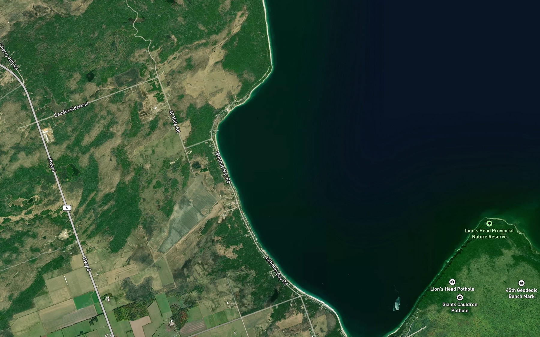 Satellite map of the Swan Lake Drain