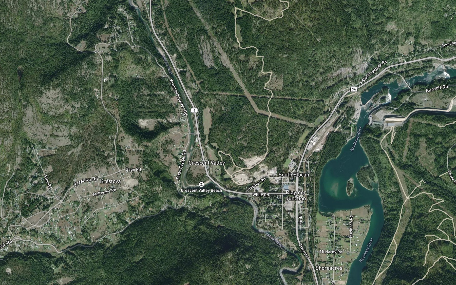 Satellite map of the Goose Creek