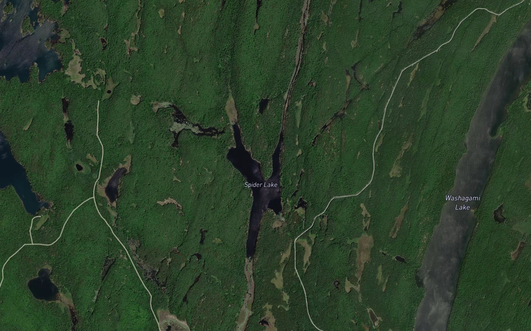 Satellite map of the Spider Lake