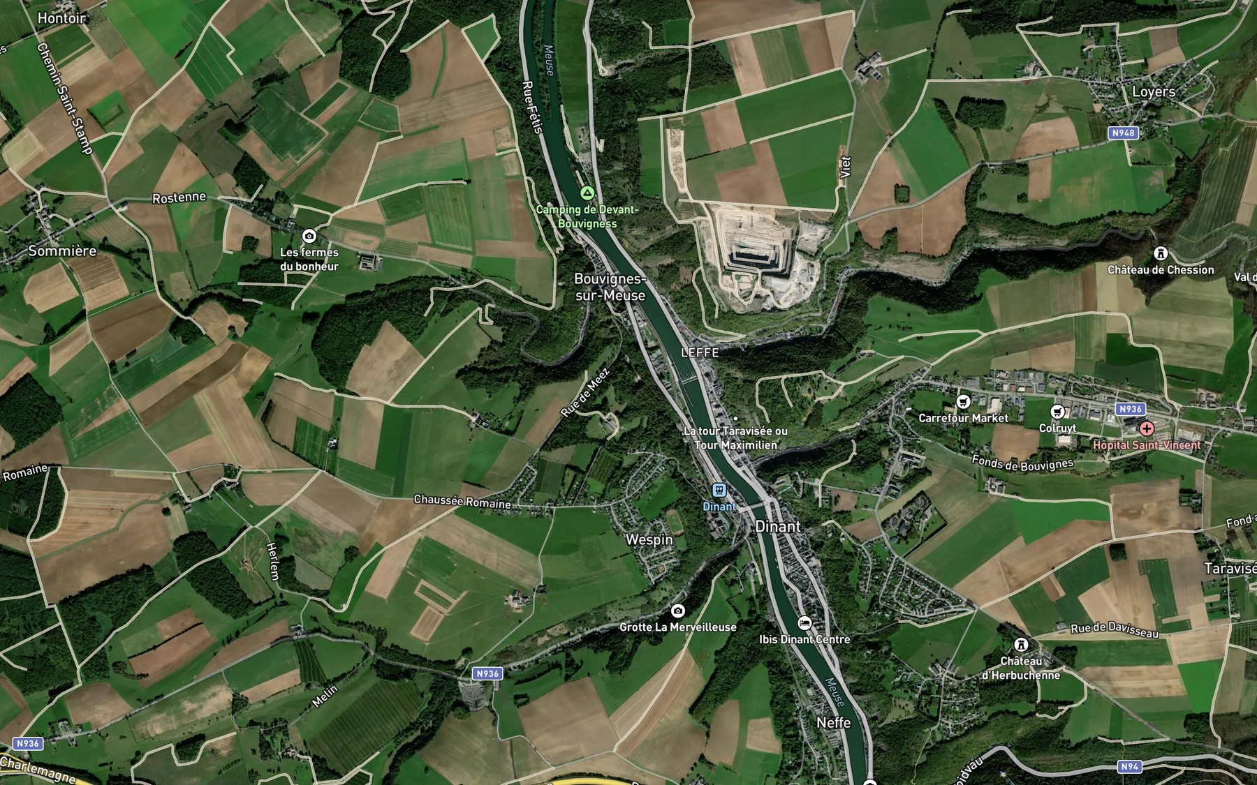 Satellite map of the Ruisseau des Fonds de Leffe