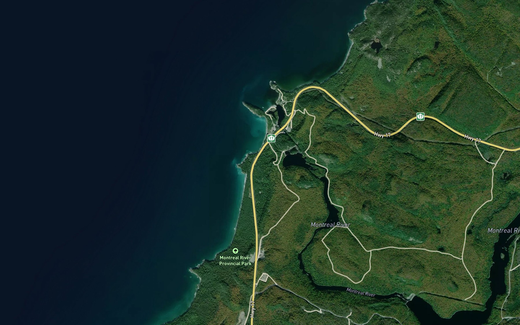 Satellite map of the Montreal River