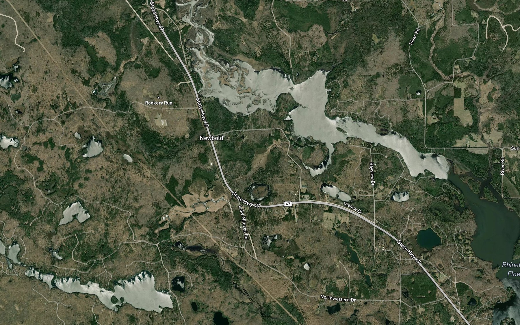 Satellite map of the Newbold Creek