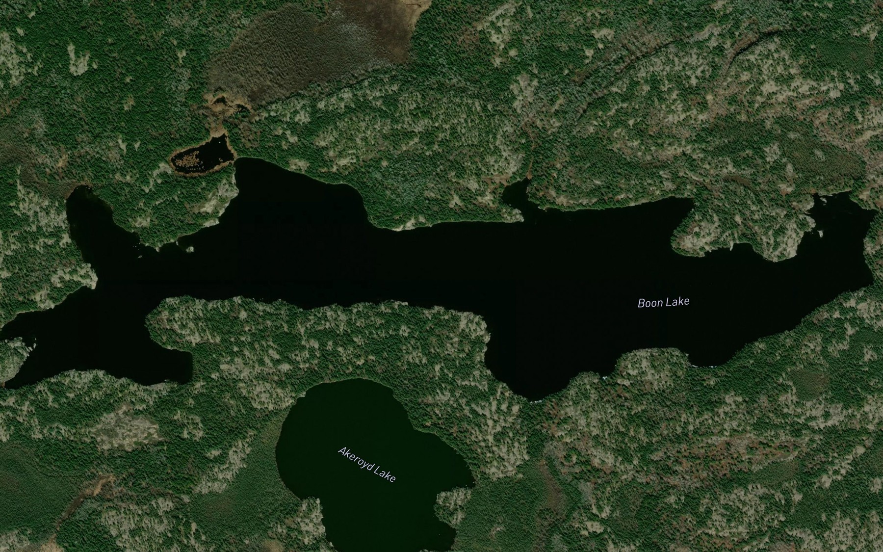 Satellite map of the Boon Lake
