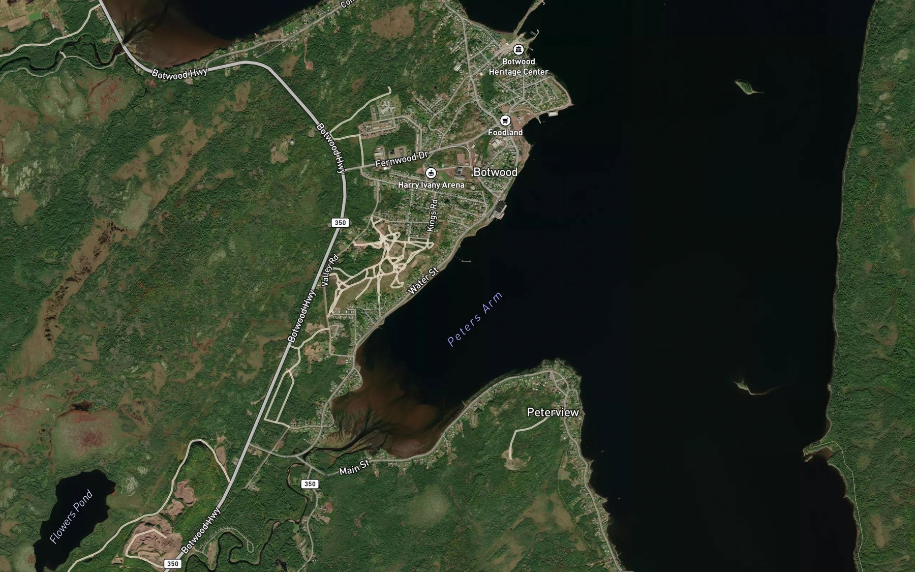 Satellite map of the Peters Arm