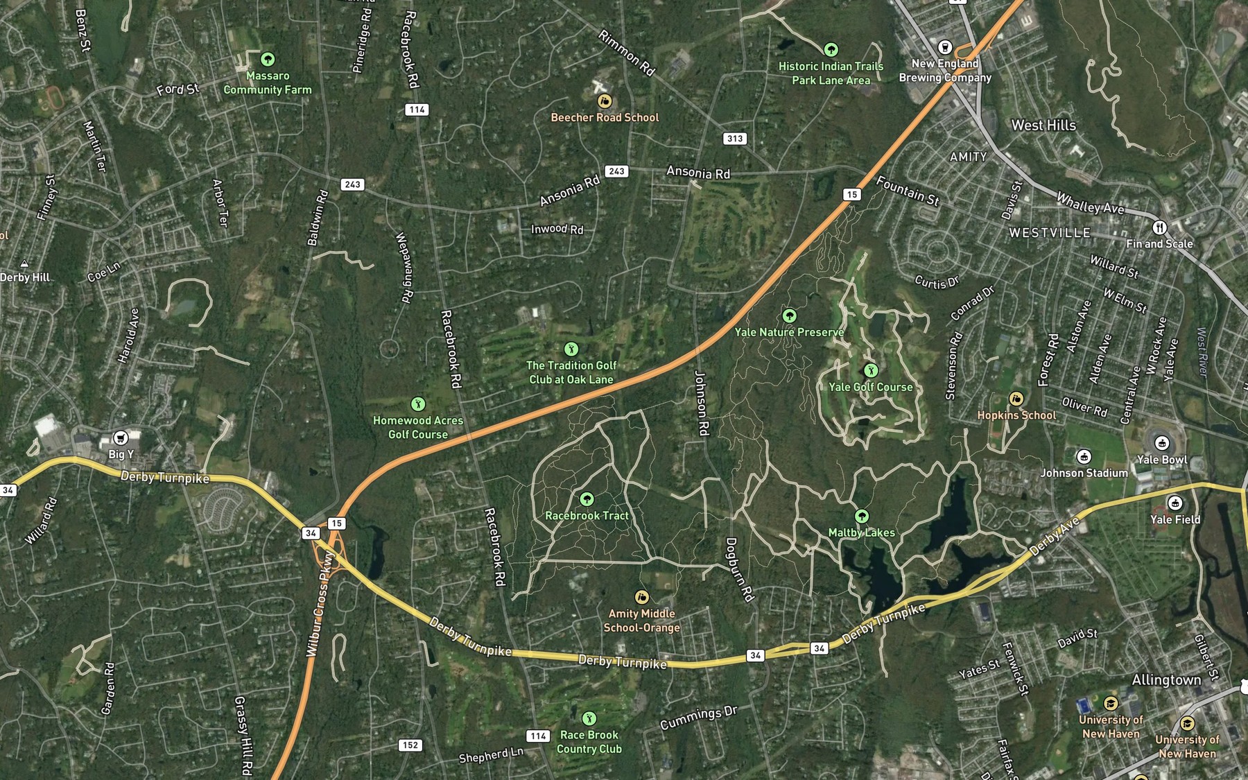 Satellite map of the Shelton Reservoir