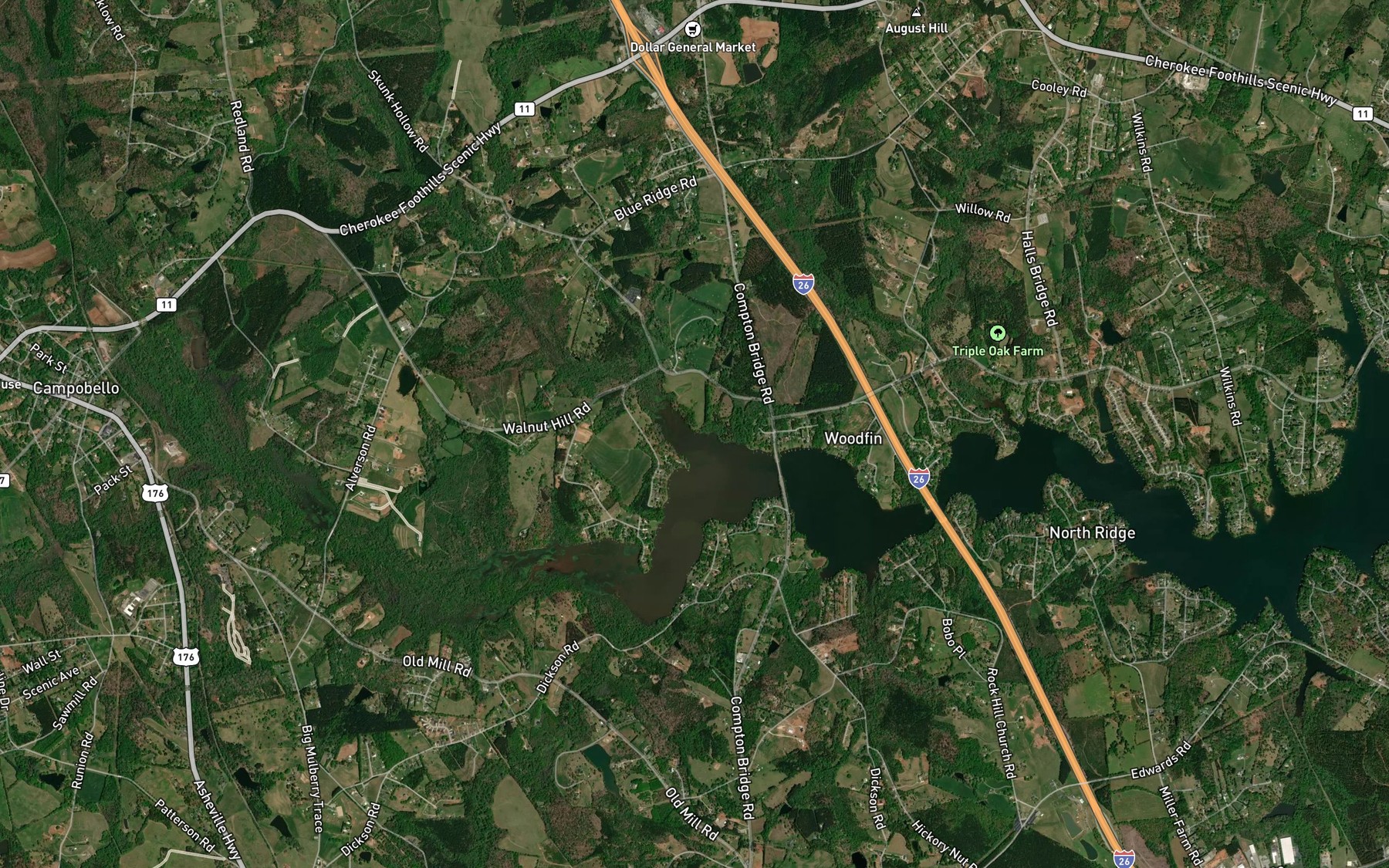 Satellite map of the Alexander Creek
