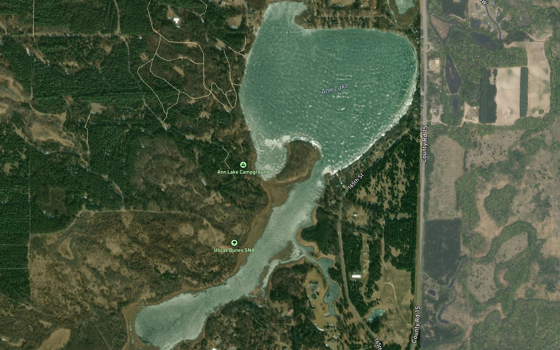 Satellite map of the Lake Ann