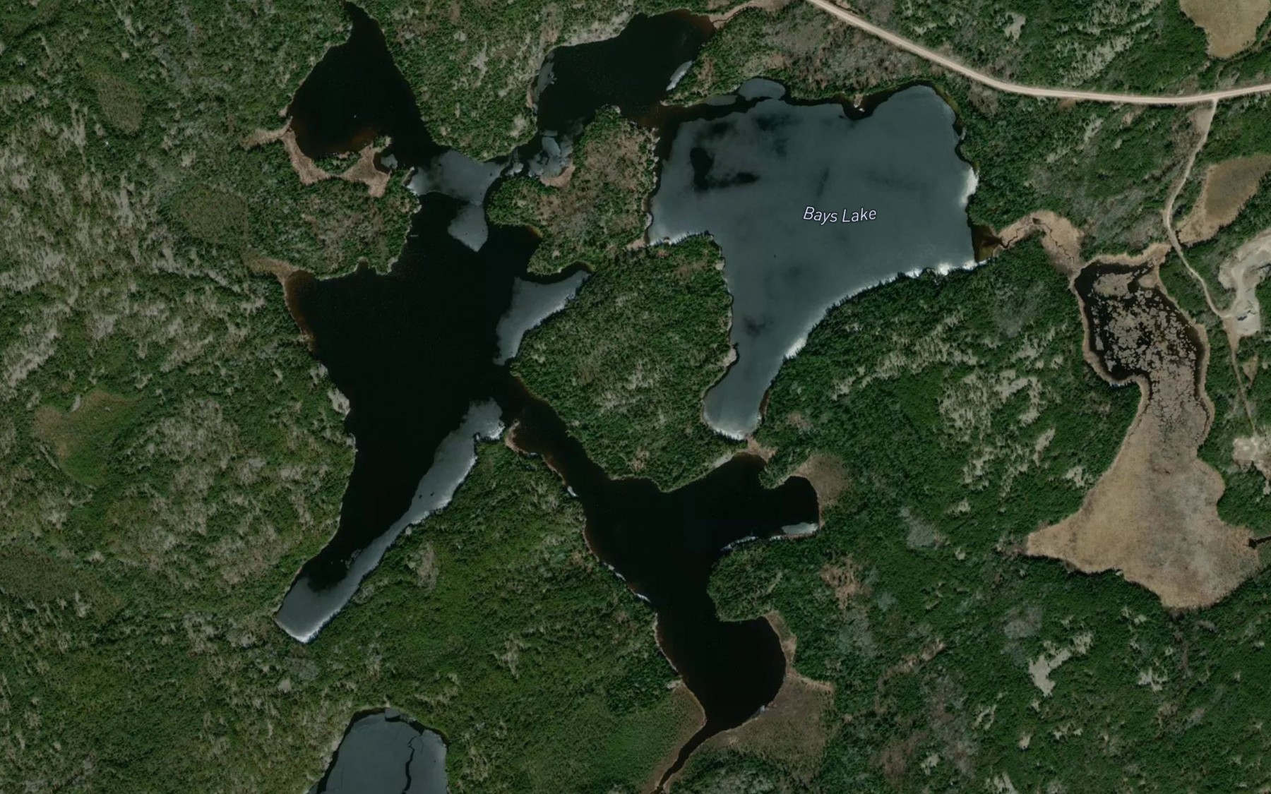 Satellite map of the Bays Lake