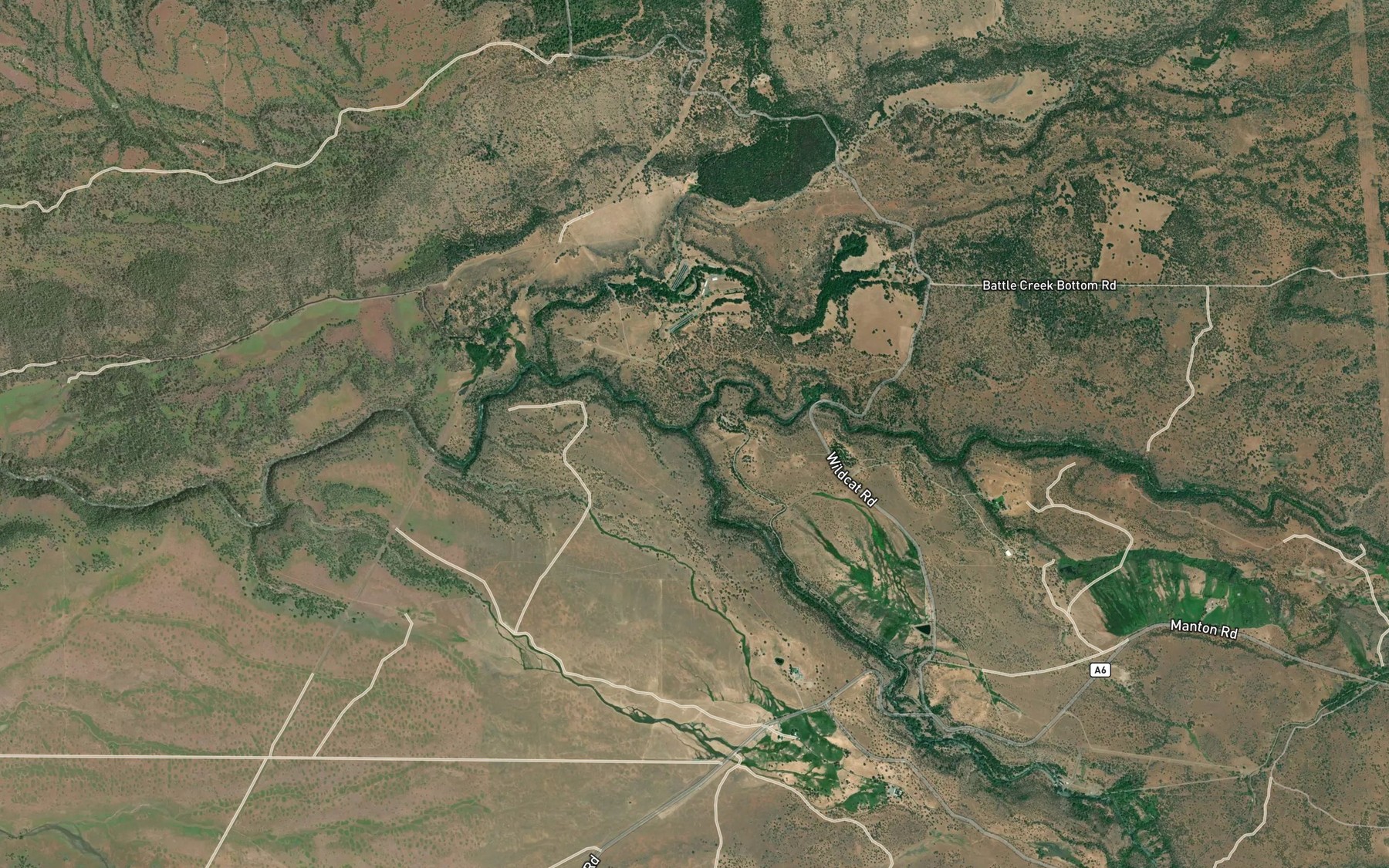 Satellite map of the North Fork Battle Creek