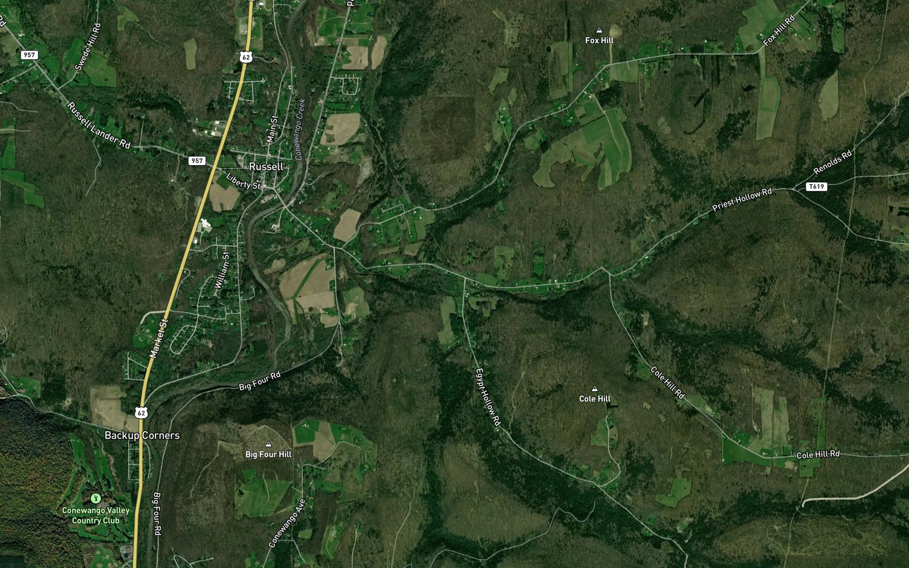 Satellite map of the Widdlefield Run