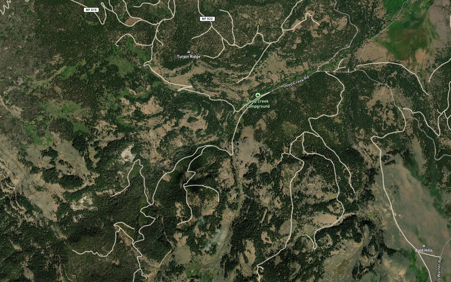 Satellite map of the Middle Fork Deep Creek