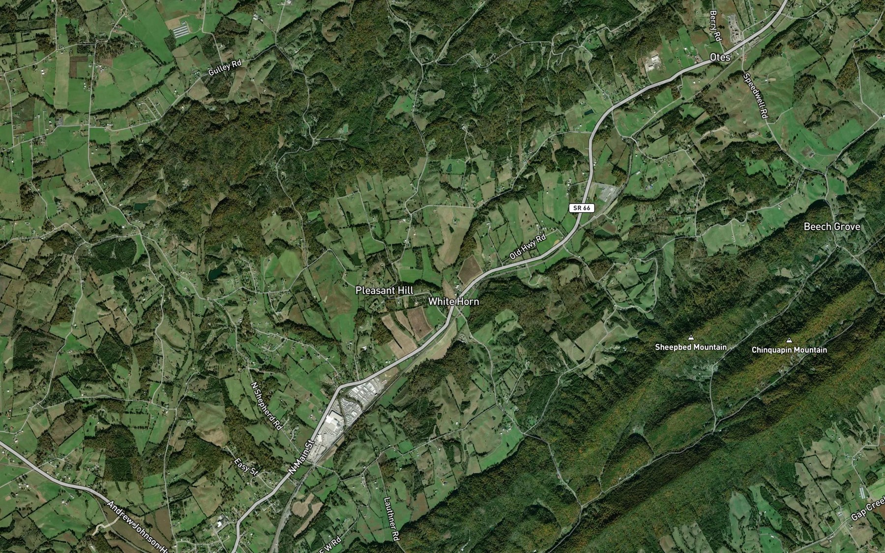 Satellite map of the Wolfe Branch