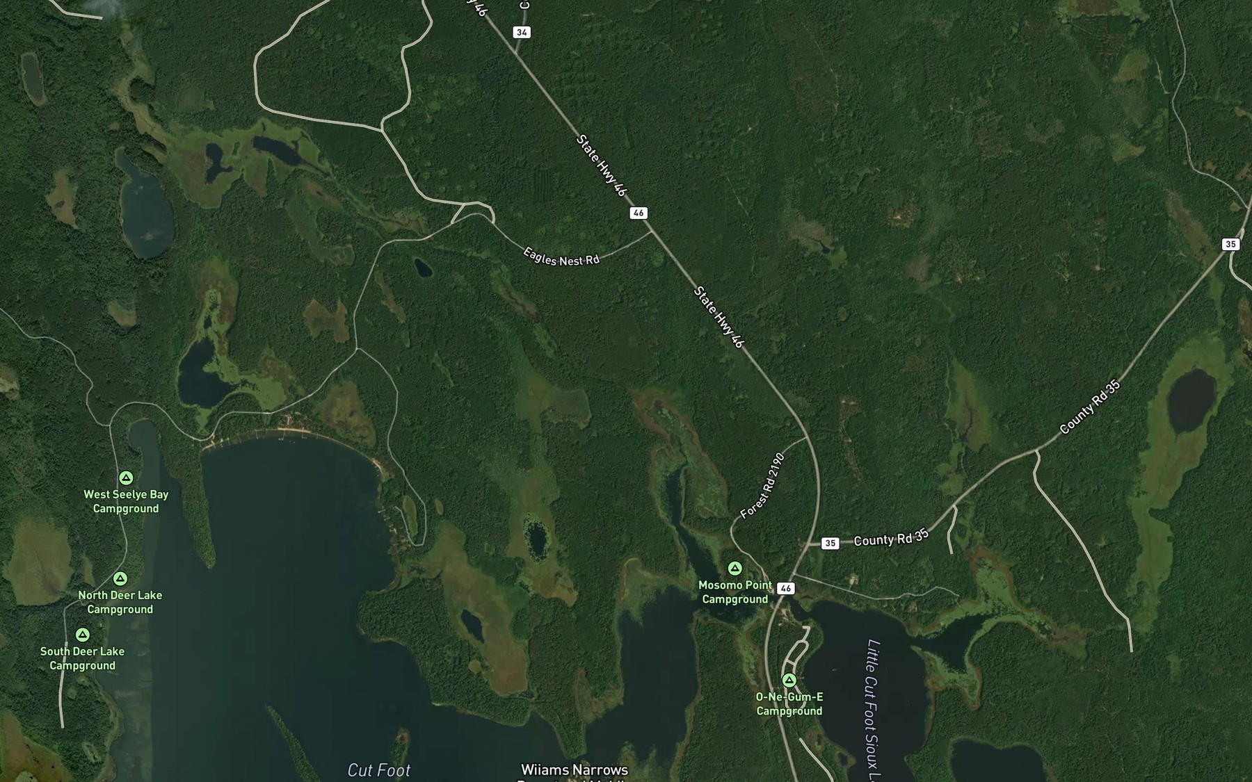 Satellite map of the Simpson Creek