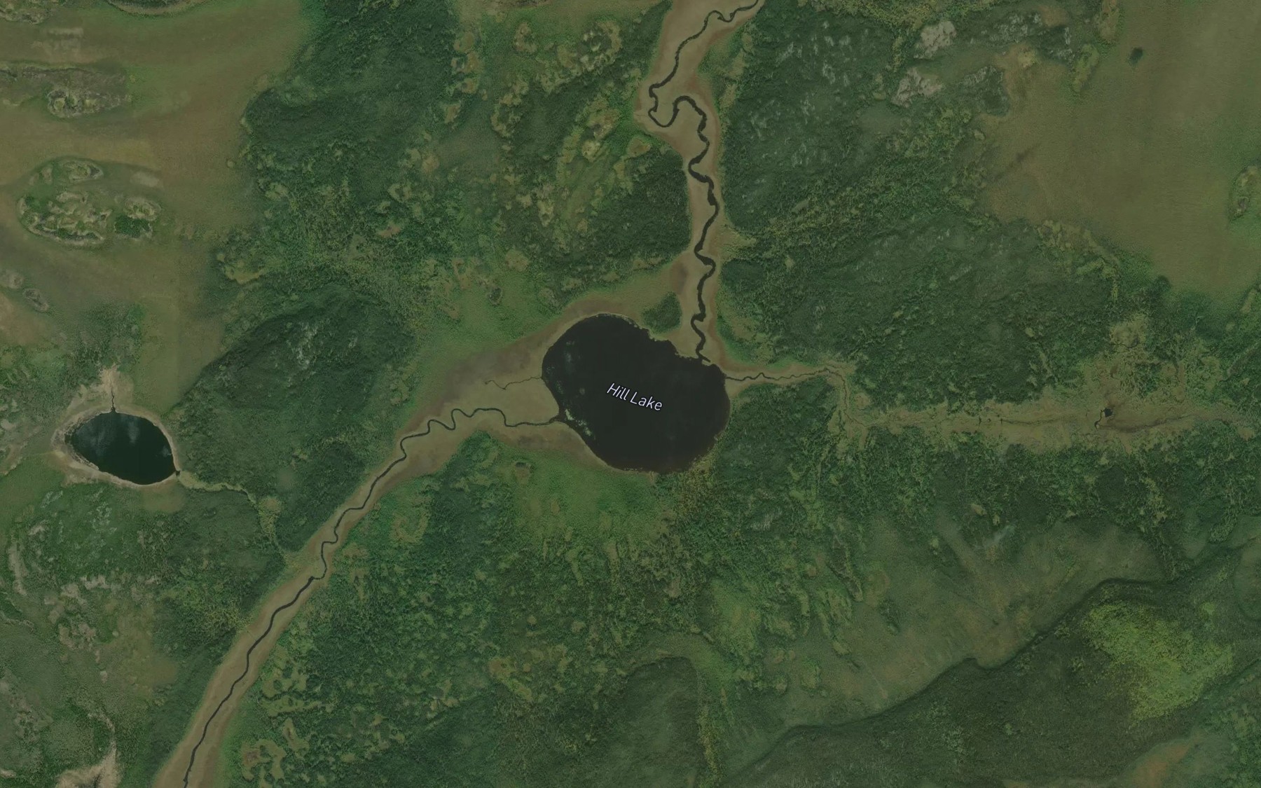 Satellite map of the Hill Lake