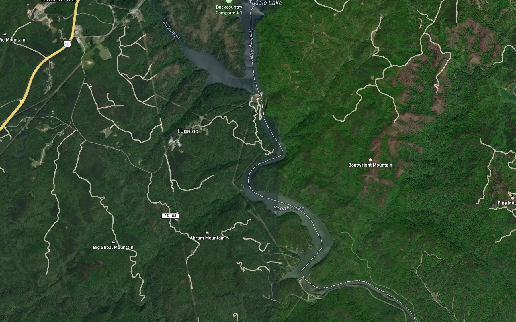 Satellite map of the Moccasin Creek