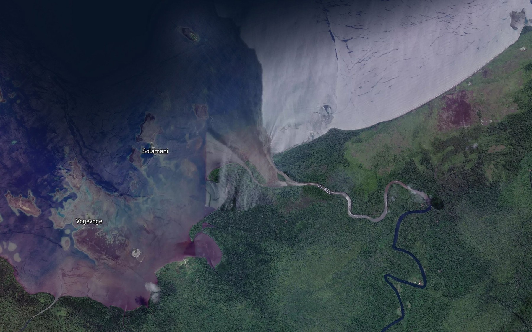 Satellite map of the Via River