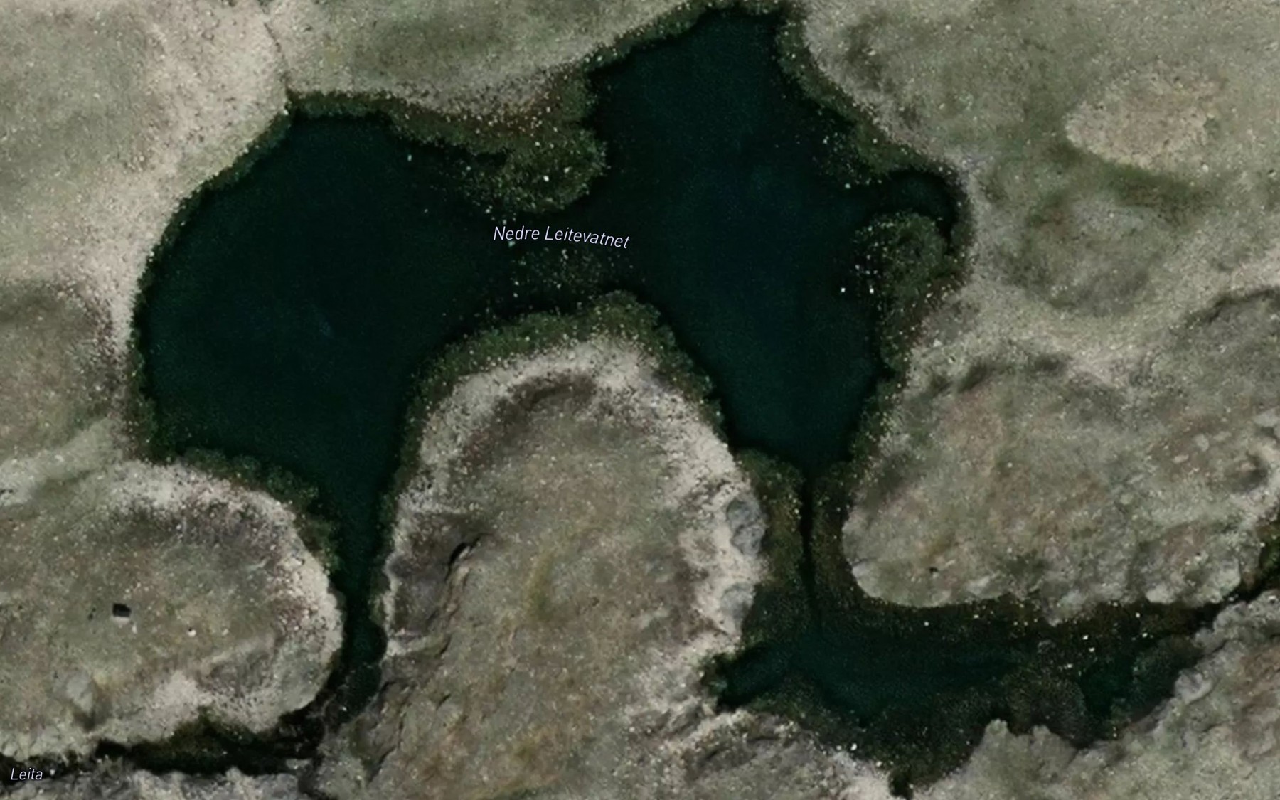Satellite map of the Nedre Leitevatnet