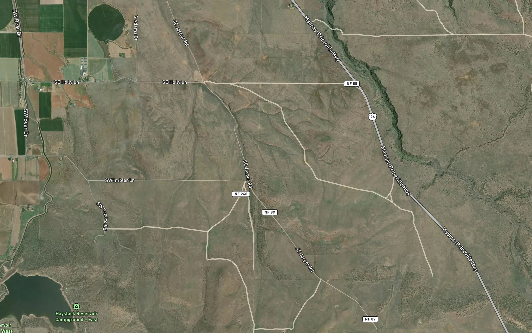 Satellite map of the Gray Butte Creek