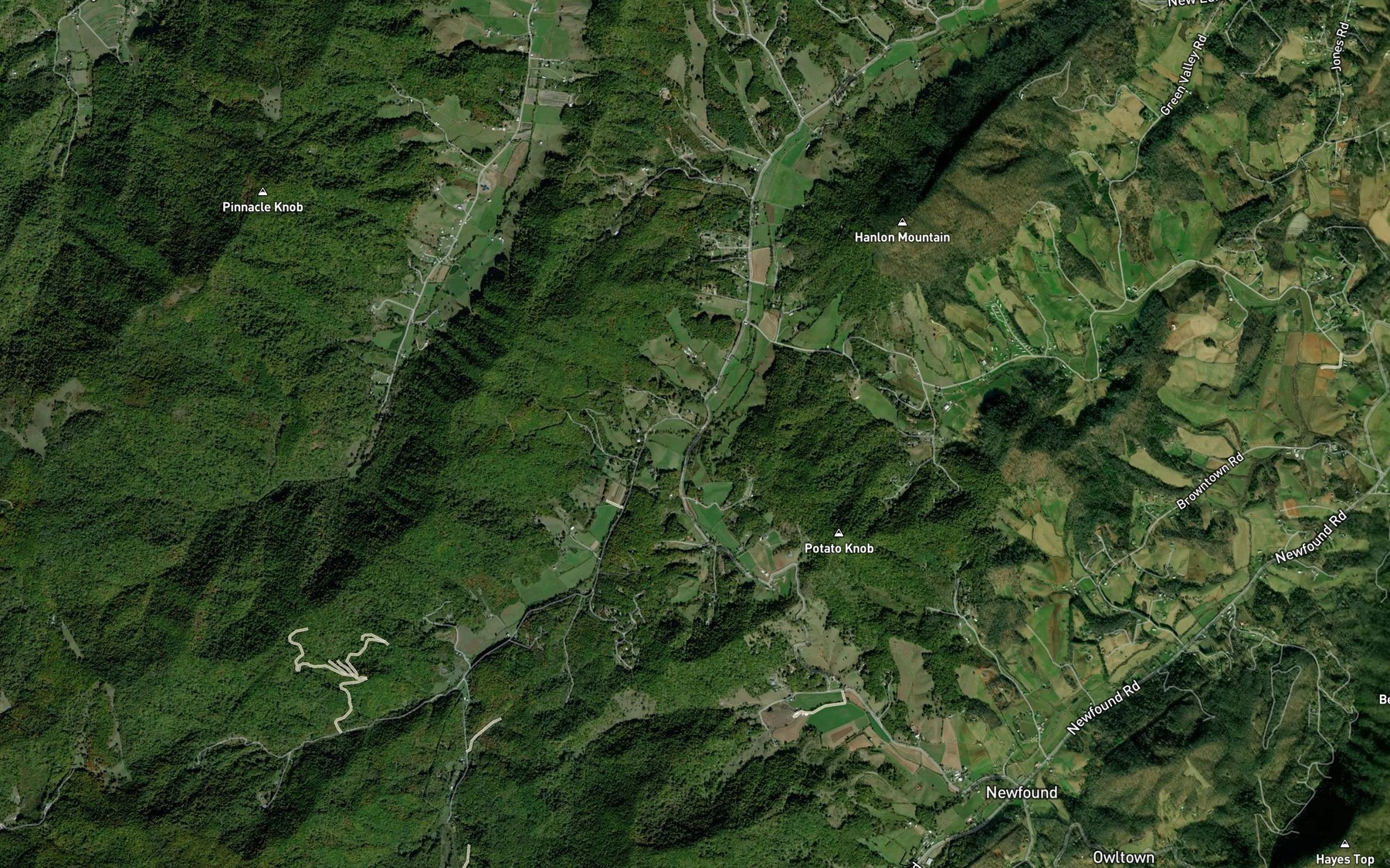 Satellite map of the Potato Branch