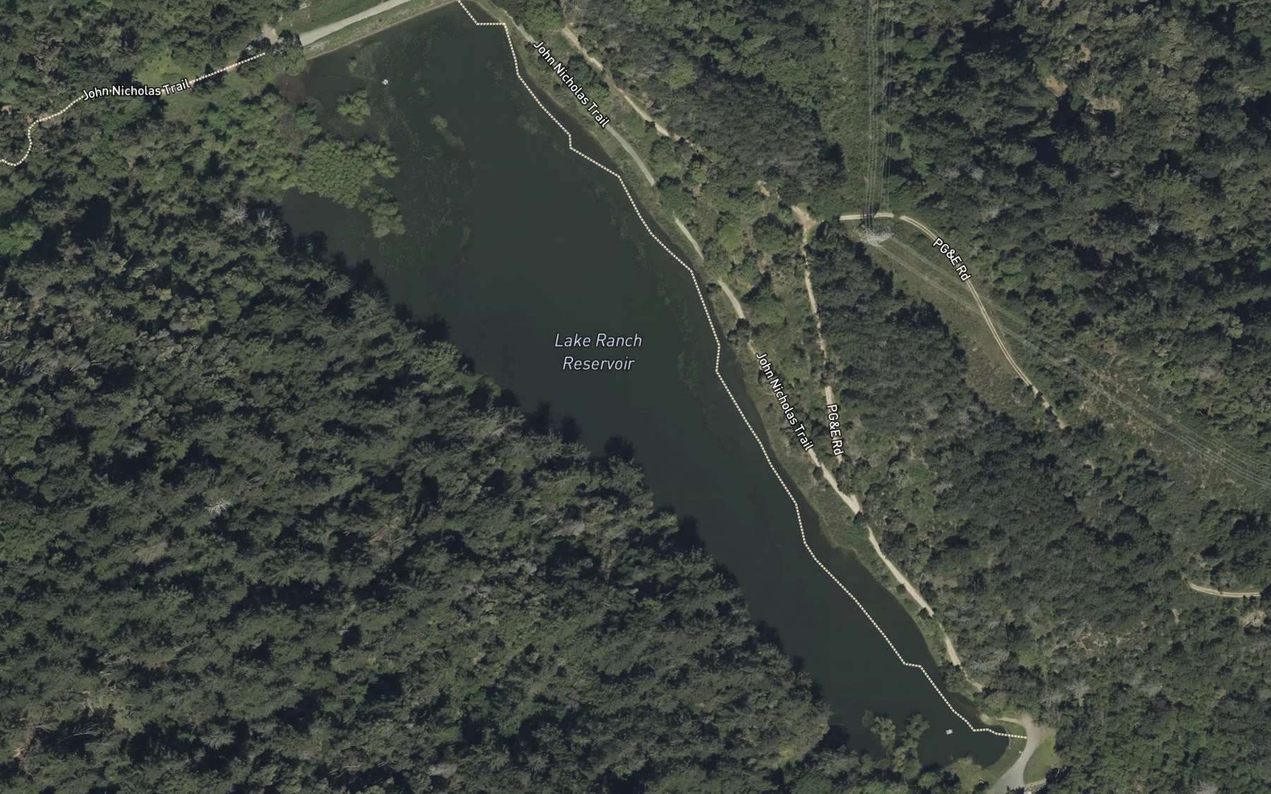Satellite map of the Lake Ranch Reservoir