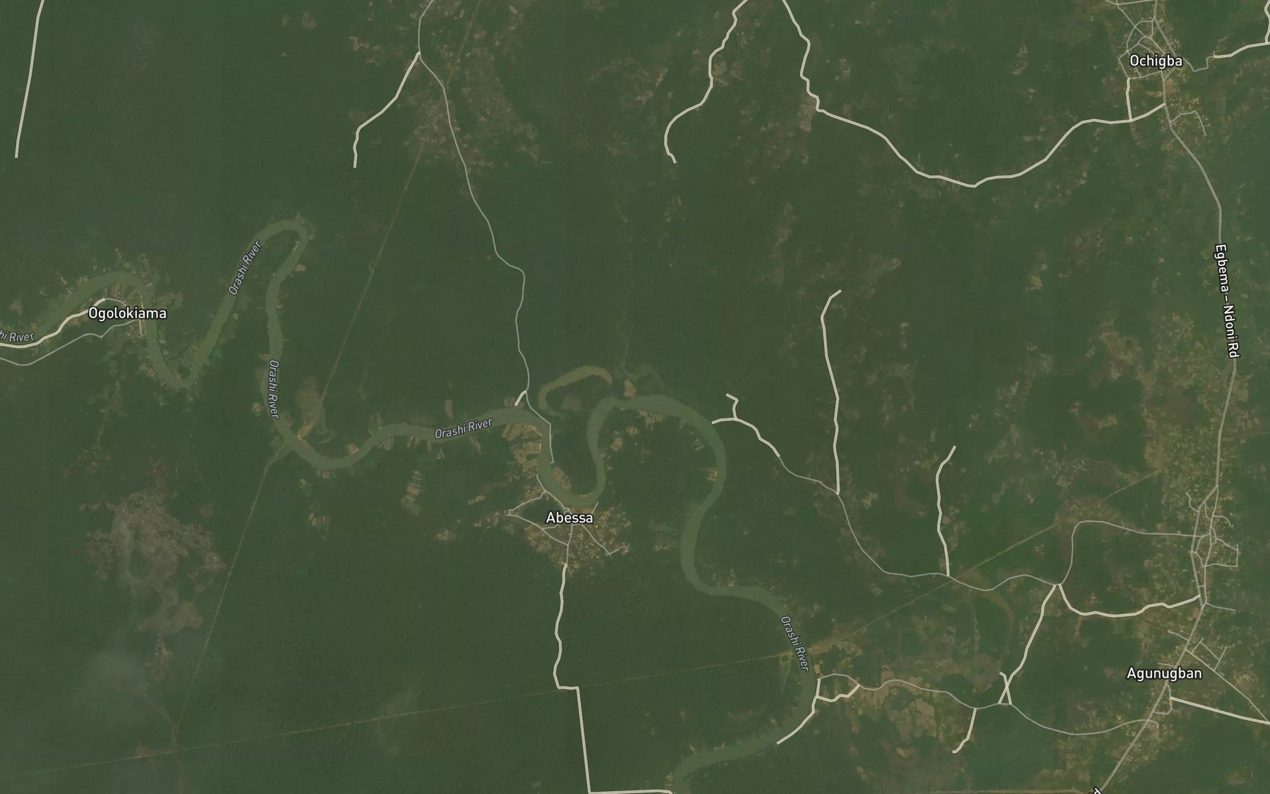 Satellite map of the Owinuro Creek