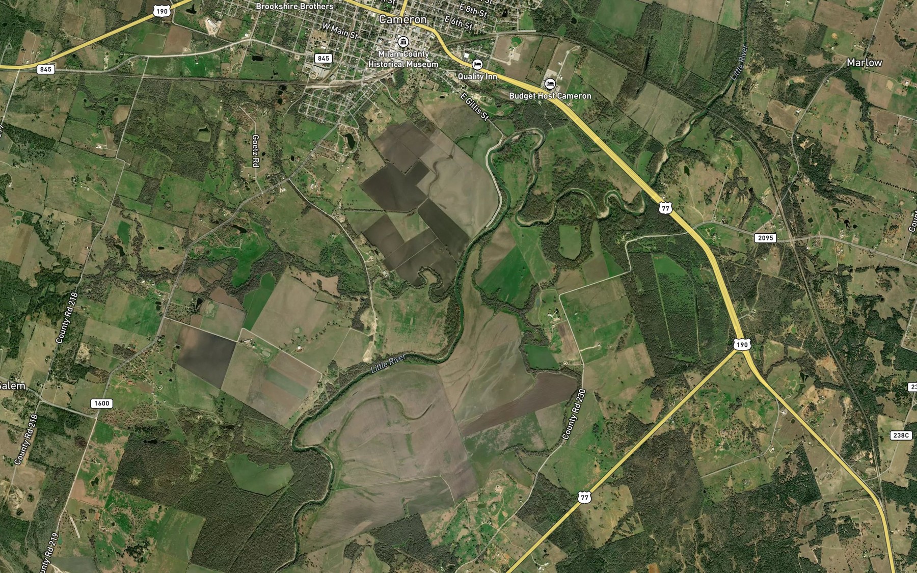 Satellite map of the Bear Creek