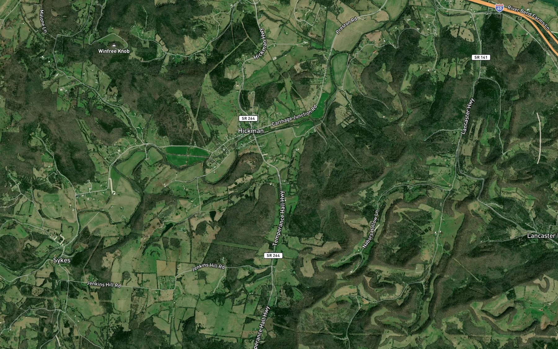 Satellite map of the Raccoon Branch