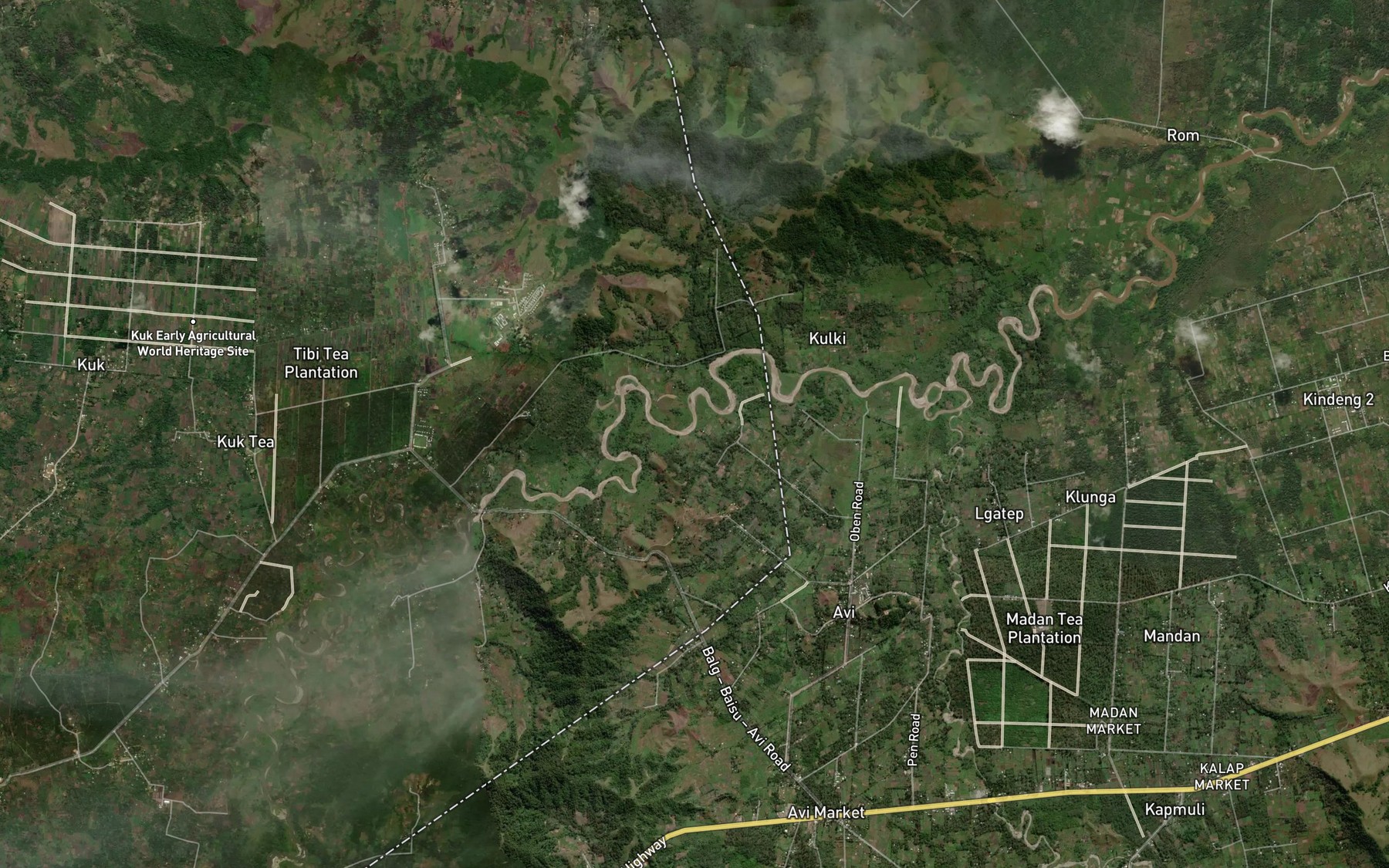 Satellite map of the Pin River