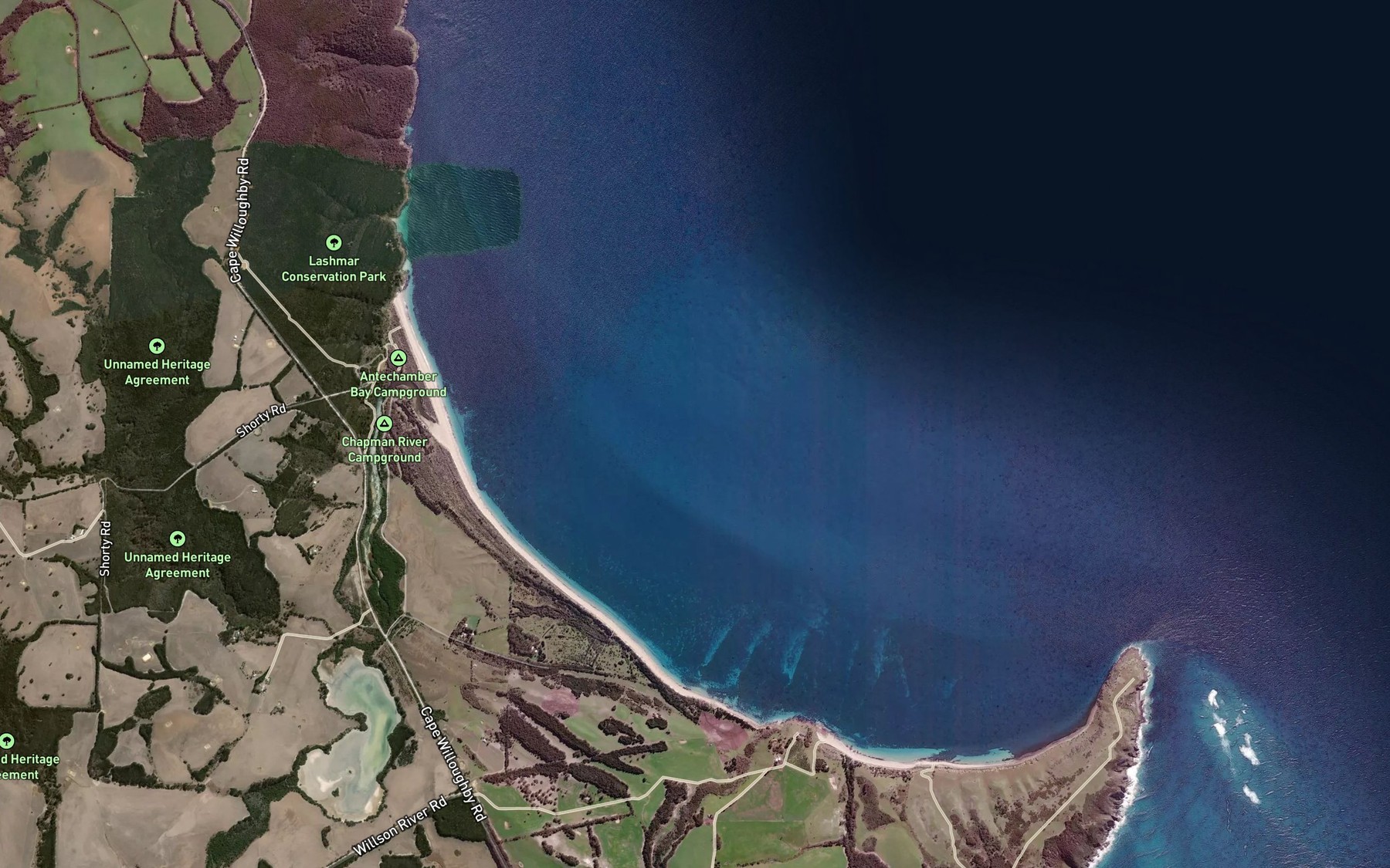 Satellite map of the Antechamber Bay