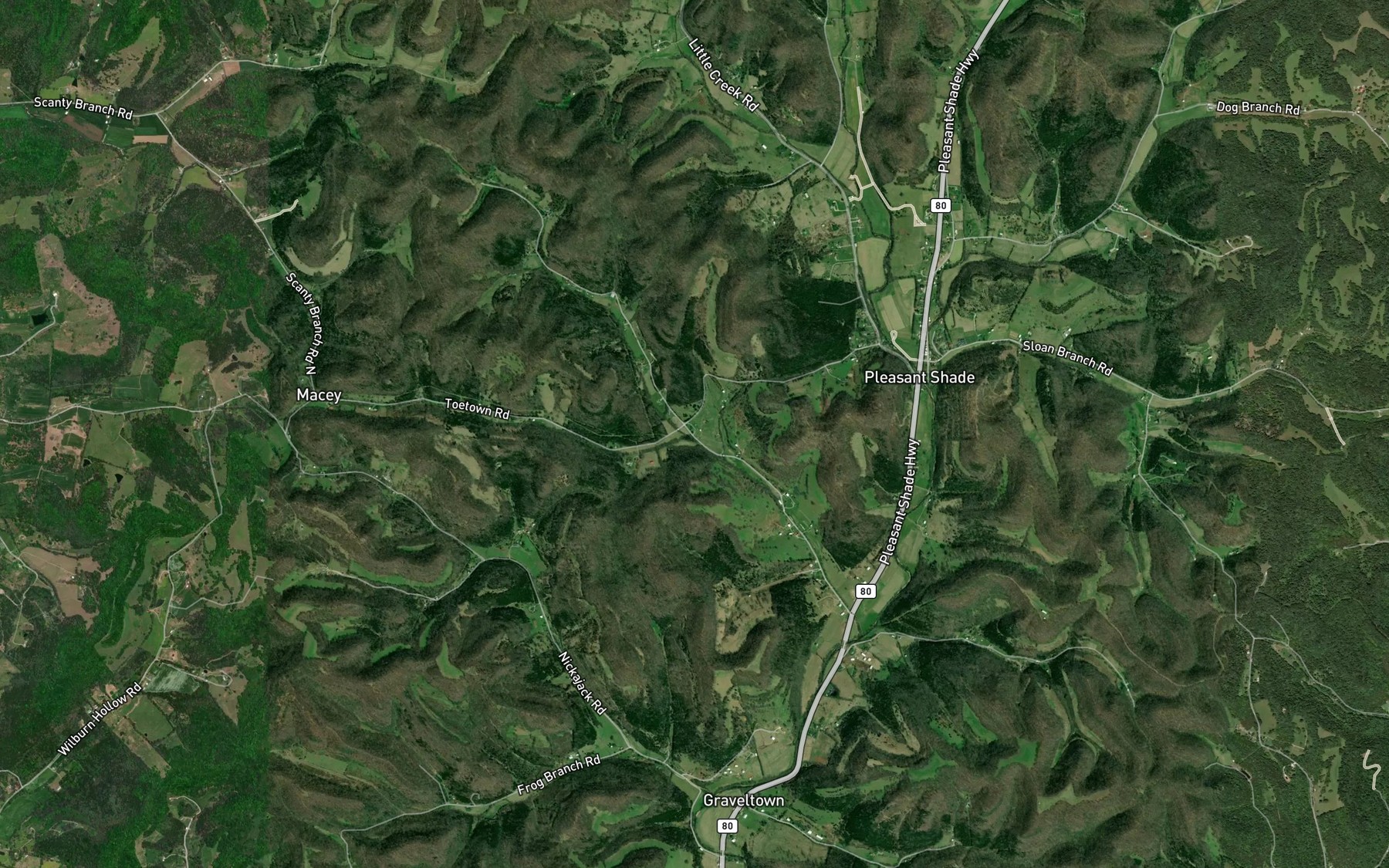 Satellite map of the Dickinson Branch