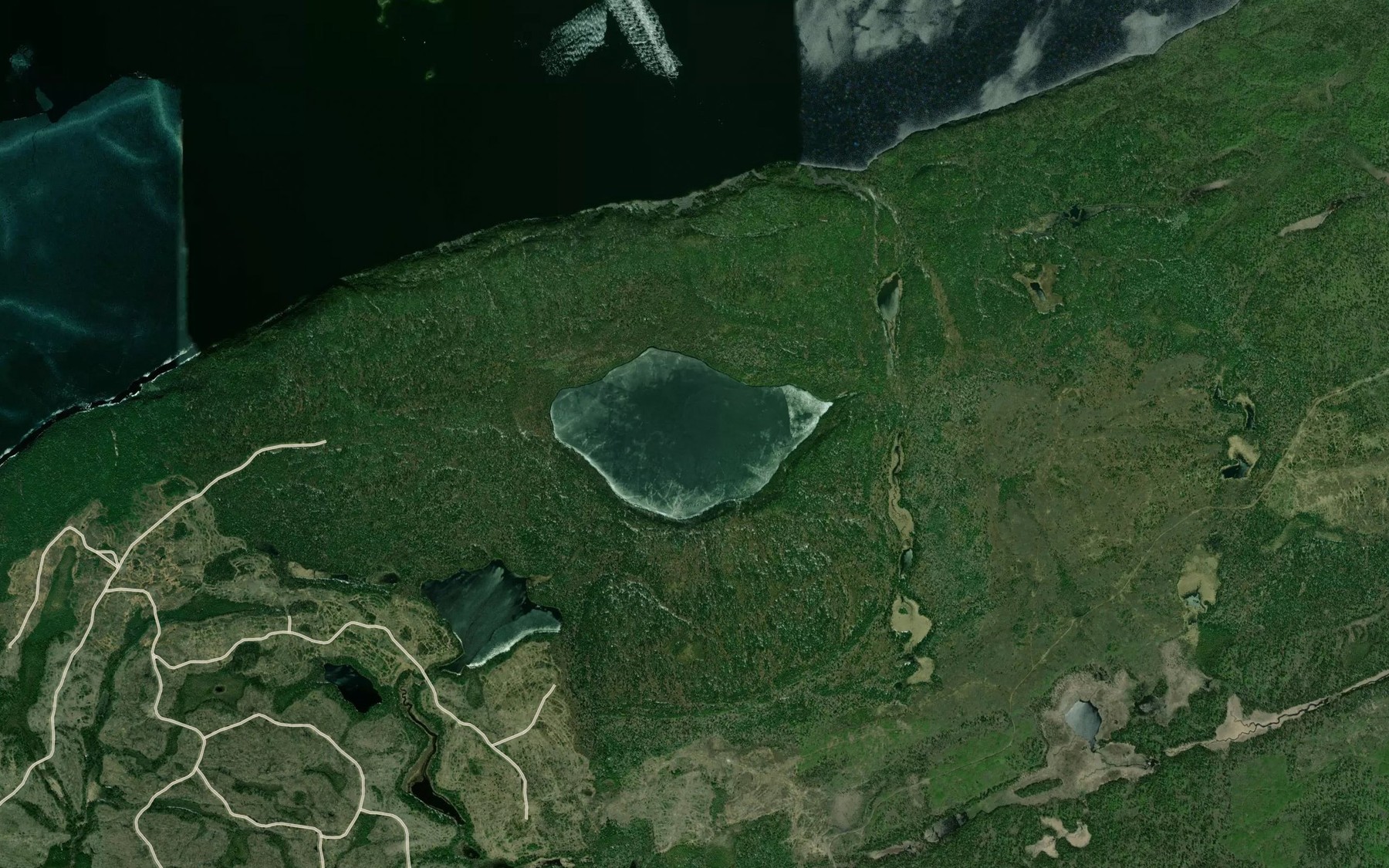 Satellite map of the Shaver Lake